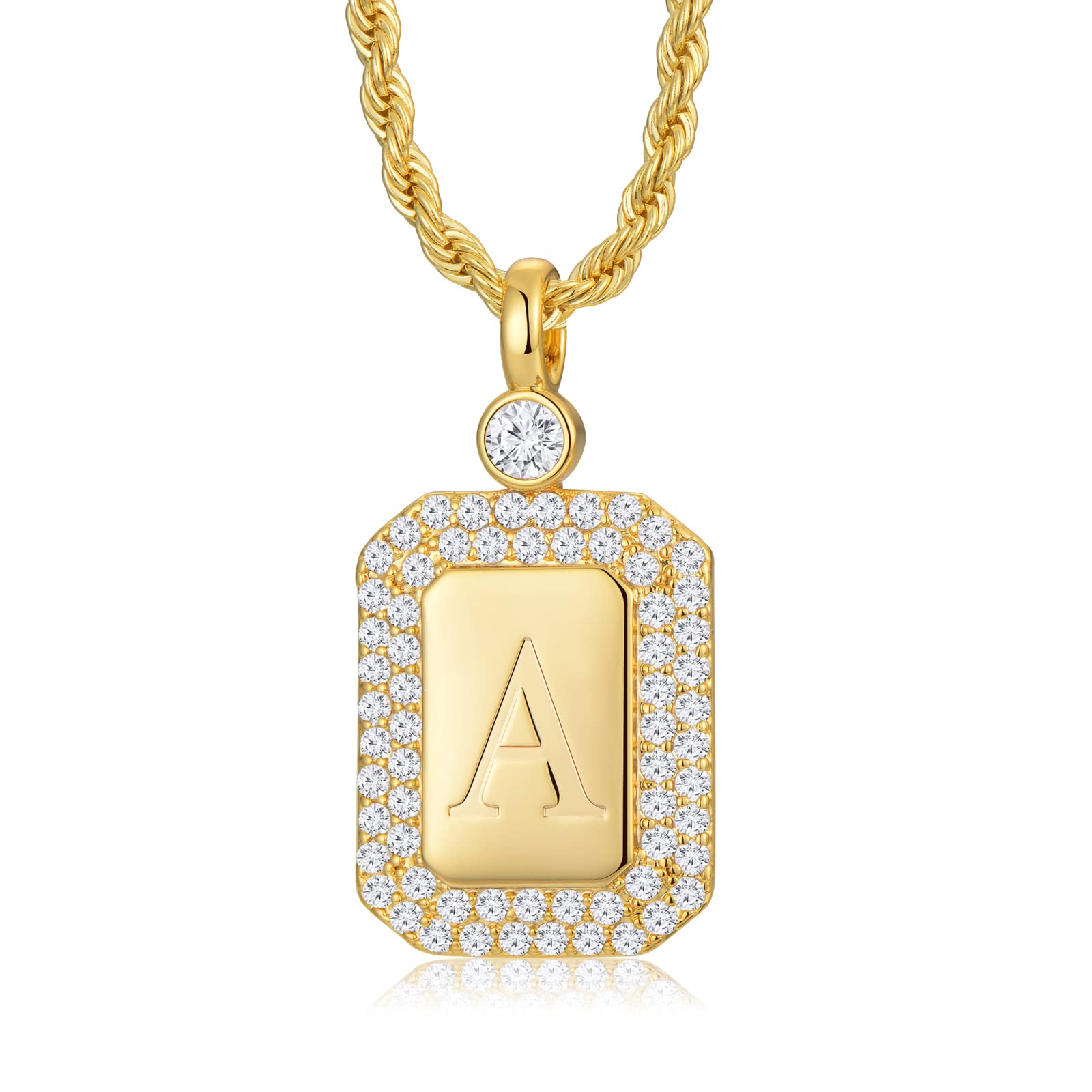 24K Gold Filled Initial Necklace for Women - Personalized Letter Pendant with Rope Chain - Elegant Birthday, Anniversary, Christmas & Mother's Day Jewelry Gift for Wife, Girlfriend & Friends - Perfect for Date Nights, Special Occasions & Everyday Wear