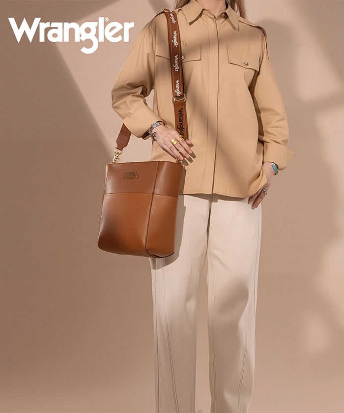 Wrangler Cow Print Crossbody Bucket Bag for Women - Stylish Western Handbag with Adjustable Strap - Perfect for Daily Use, Travel & Country Music Festivals