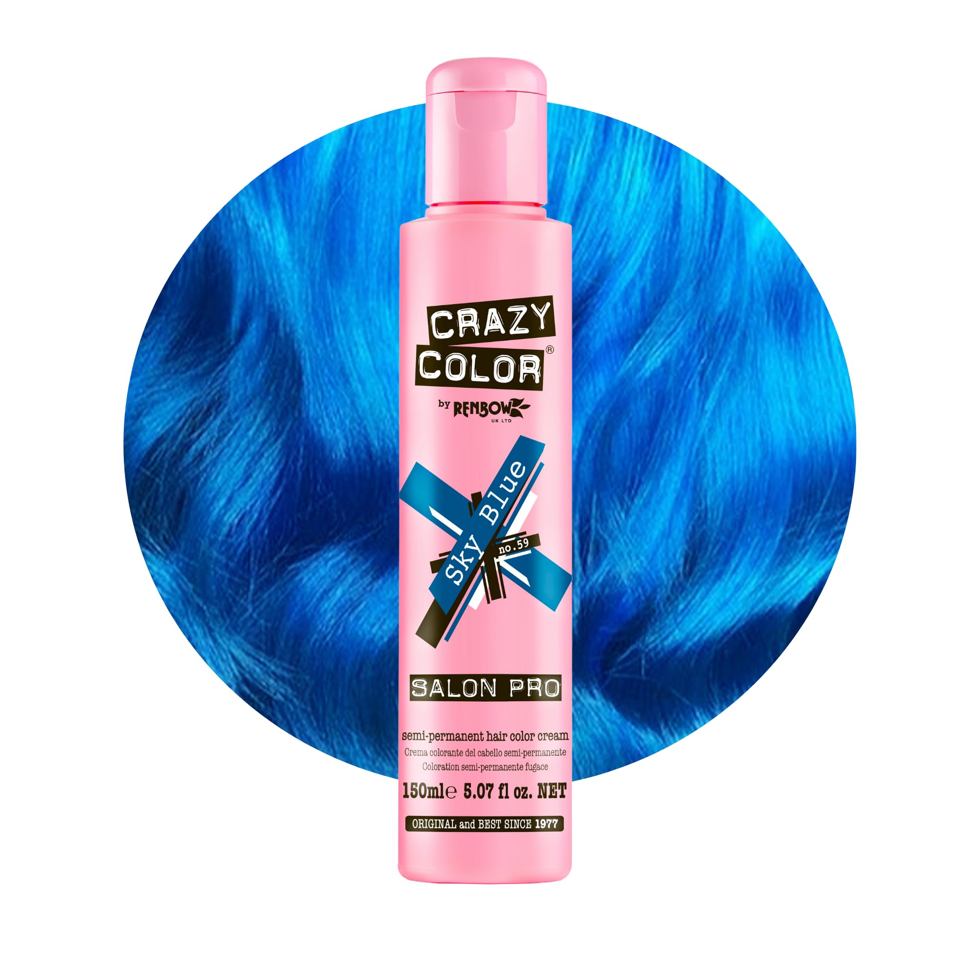 Crazy Color Salon Pro Semi-Permanent Hair Dye - Sky Blue (5.07 oz) for Women | Vibrant Fashion Hair Color | Perfect for Parties, Cosplay & Creative Styling