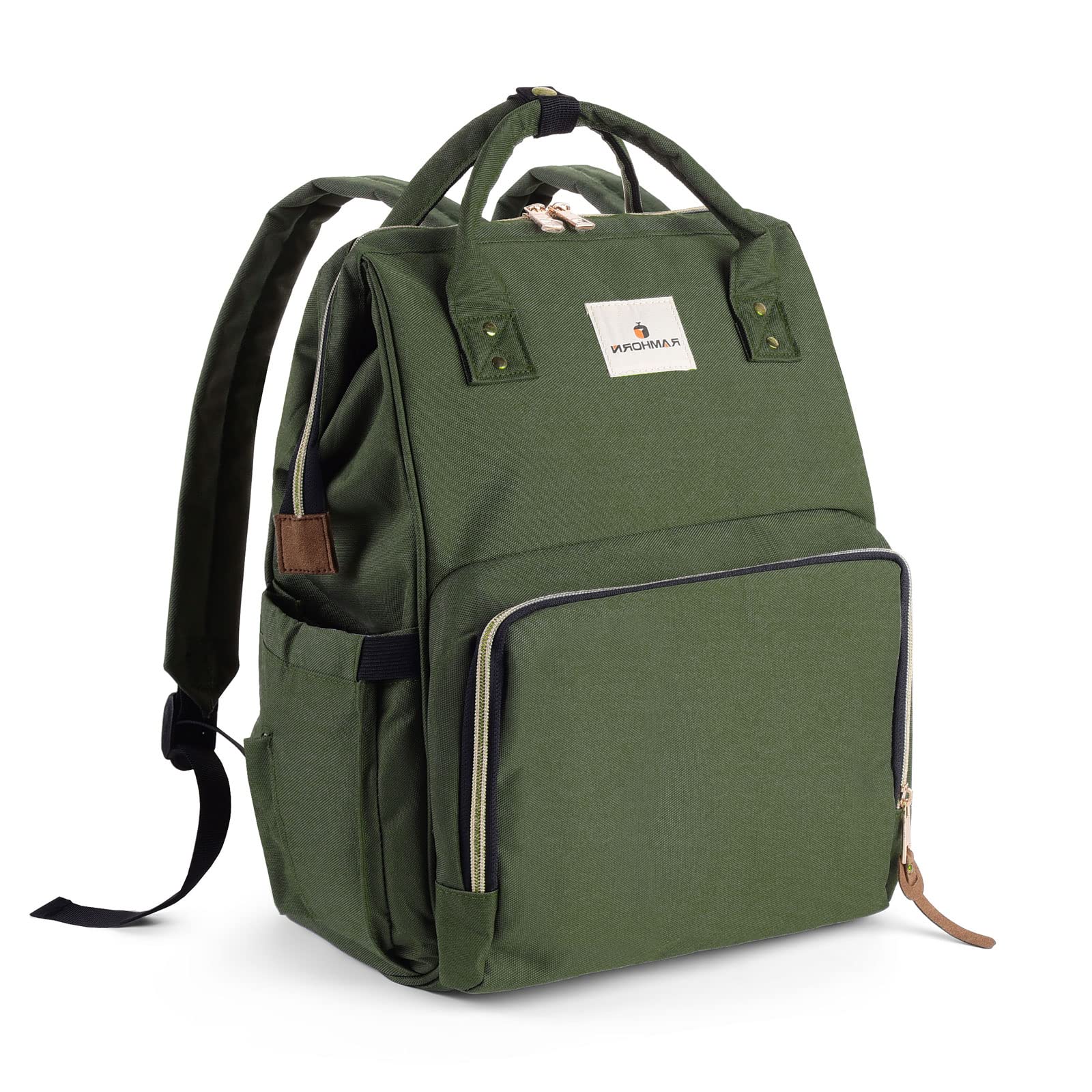 RAMHORN Diaper Bag Backpack - Waterproof Large Capacity Baby Changing Bag for Moms, Multifunctional Travel Backpack for Baby Care (Army Green) - Perfect for Daycare, Travel & Outdoor Adventures