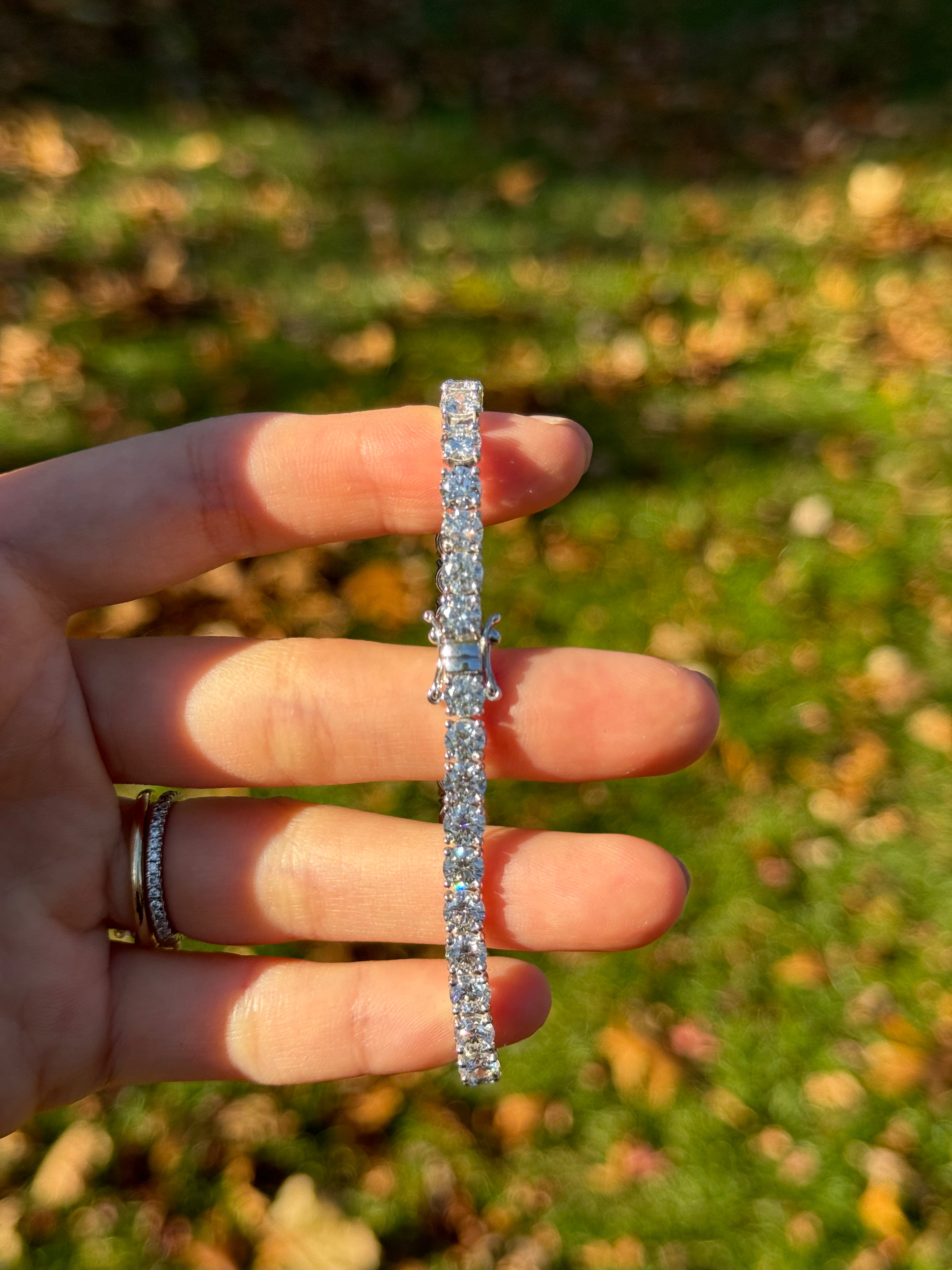 14K Gold Lab-Created Diamond Tennis Bracelet - 14.45ct EF VVS/VS Clarity, 7 Inches, Elegant Jewelry for Women, Perfect for Weddings, Parties & Special Occasions