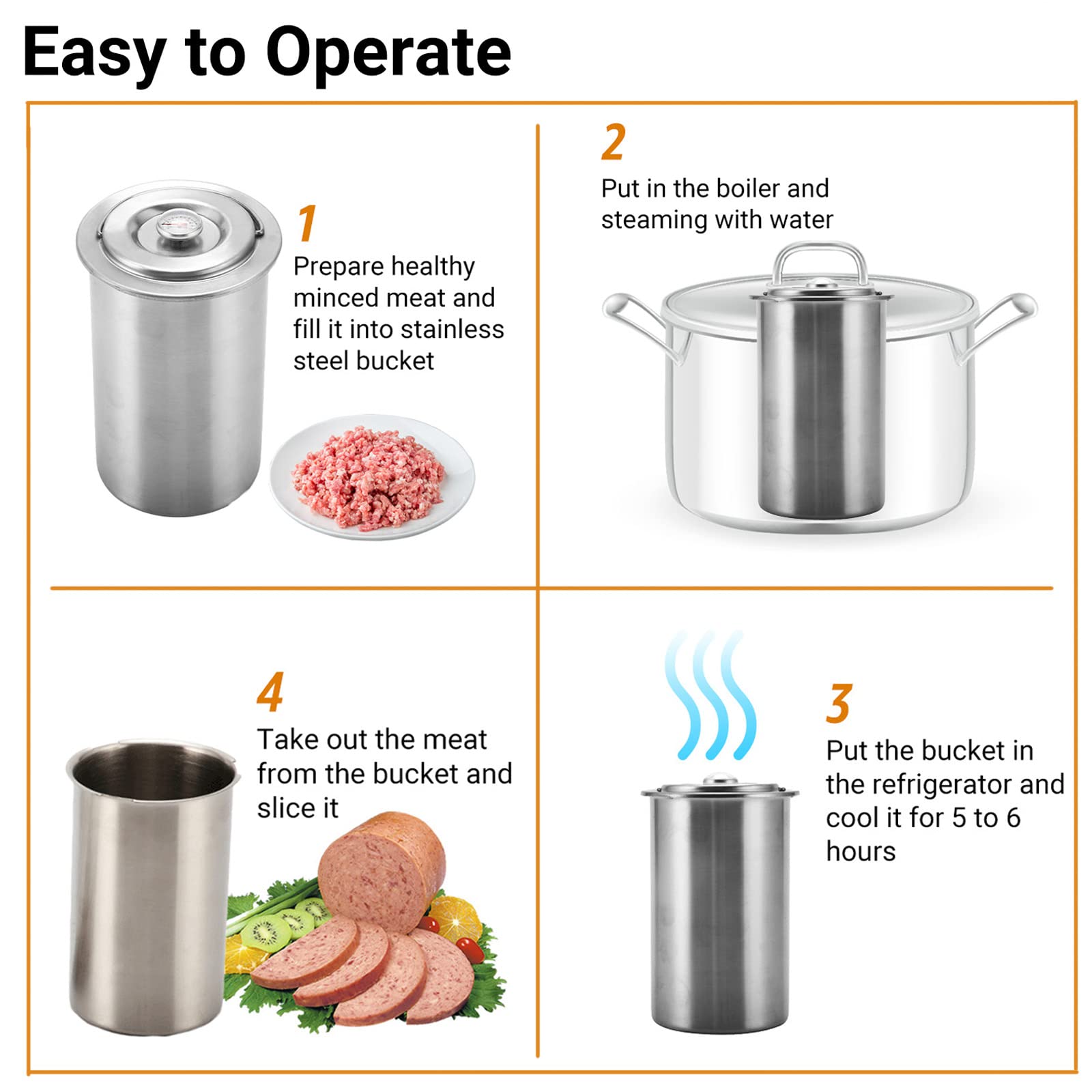 Stainless Steel Ham Press Maker - Round Shape Meat Press Machine for Healthy Homemade Deli, Seafood & Poultry Patties - Perfect for Sandwiches, Burgers & Gourmet Cooking (2023 Latest Model) | Ideal for Home Kitchens, Restaurants & BBQ Parties