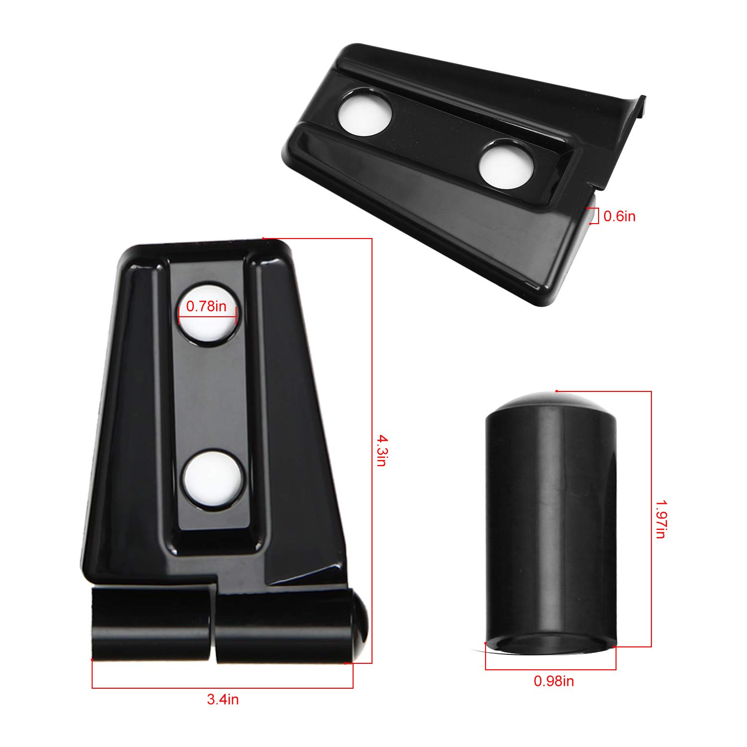JeCar Black Door Hinge Cover Trim Exterior Accessories for Jeep Wrangler JK JKU Sport Rubicon Sahara (2007-2018) - Durable Protection & Stylish Upgrade for Off-Road Adventures