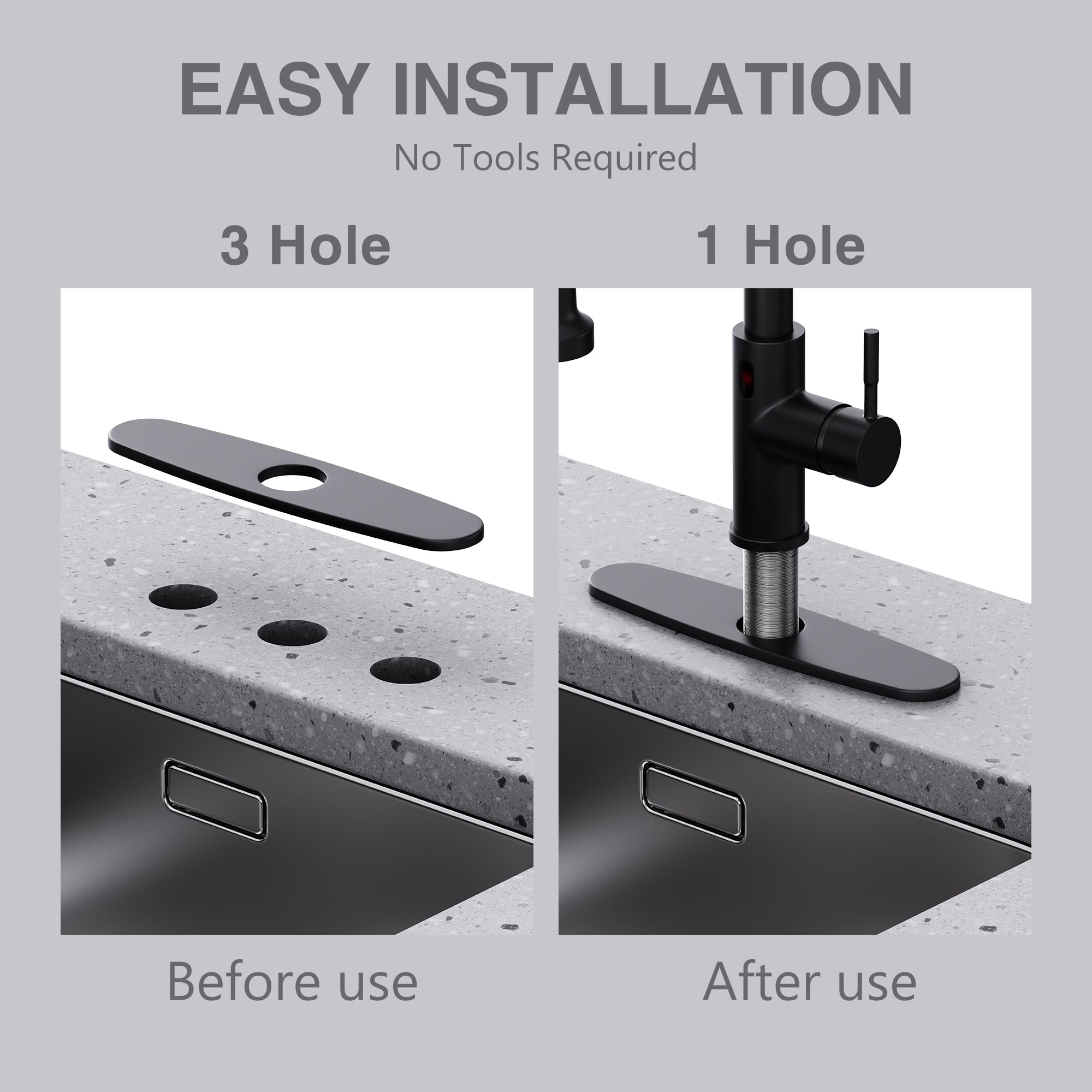 10 Inch Matte Black Hole Cover Deck Plate Escutcheon for Kitchen Sink Faucet - Single Hole Installation, Rustproof & Durable - Perfect for Bathroom, RV, Camper & Outdoor Sink Upgrades