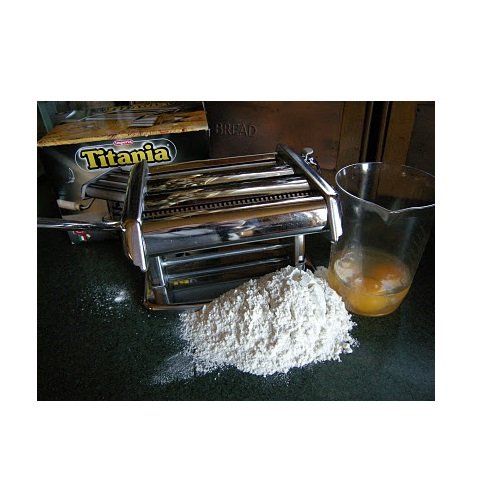 **Imperia Pasta Maker Machine - Heavy Duty Stainless Steel Construction with Easy Lock Dial & Wooden Handle - Model 190 - Perfect for Homemade Pasta, Ravioli & Noodles**