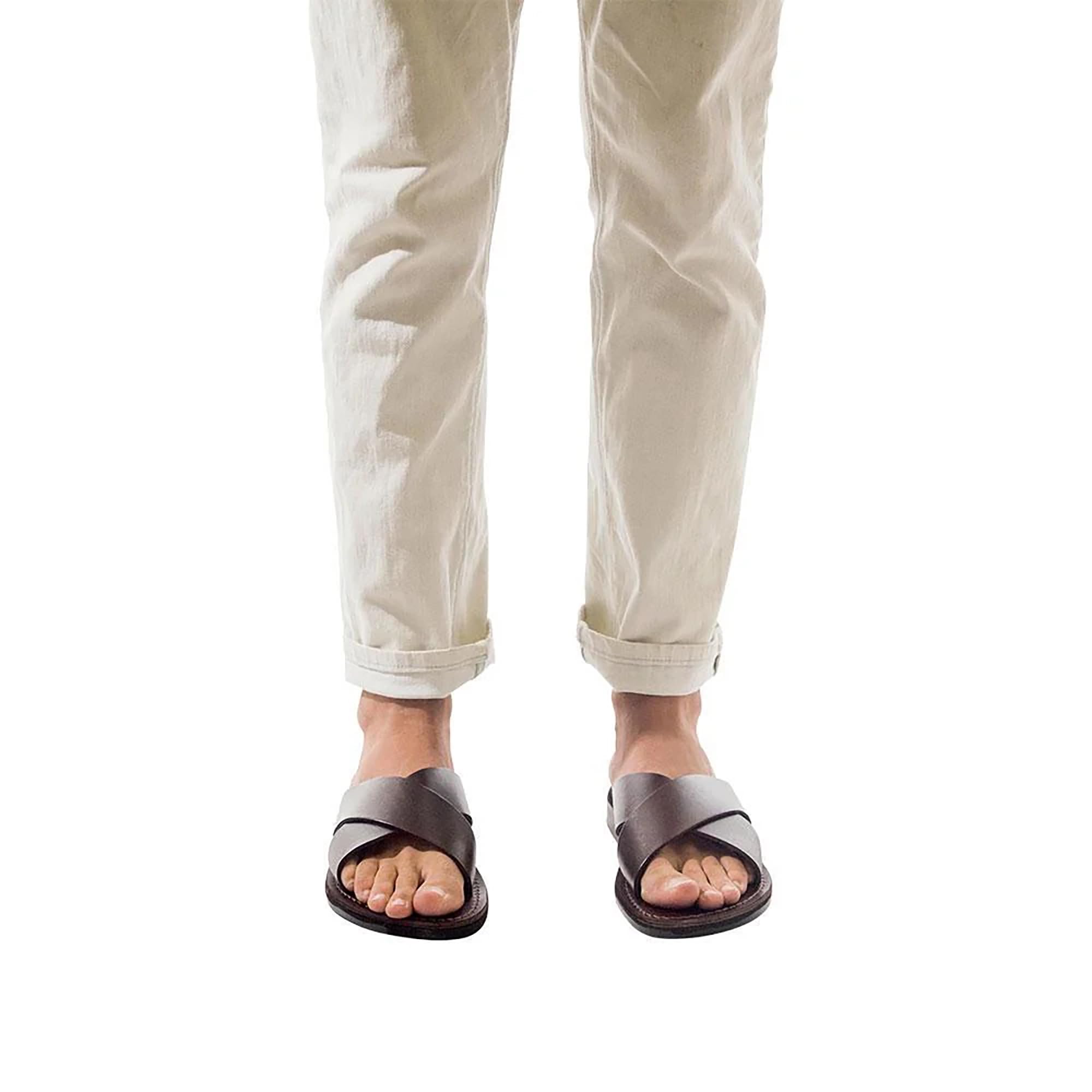 Elan Men's Leather Slide On Sandals - Comfortable Casual Summer Sandals for Beach, Pool & Outdoor Wear