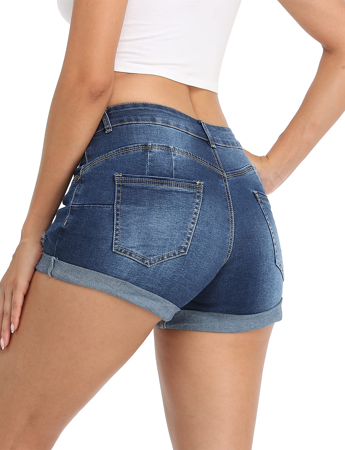 MODARANI Women's Distressed Ripped Denim Shorts - High Waisted Cut Off Jean Shorts for Women | Perfect for Summer Outfits, Beach Vacations & Casual Street Style