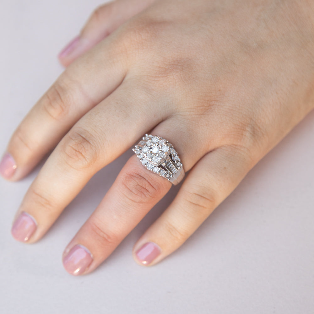 1/2 Carat Diamond Dress Ring with 37 Diamonds in Sterling Silver - Elegant Wedding, Engagement & Party Jewelry for Women