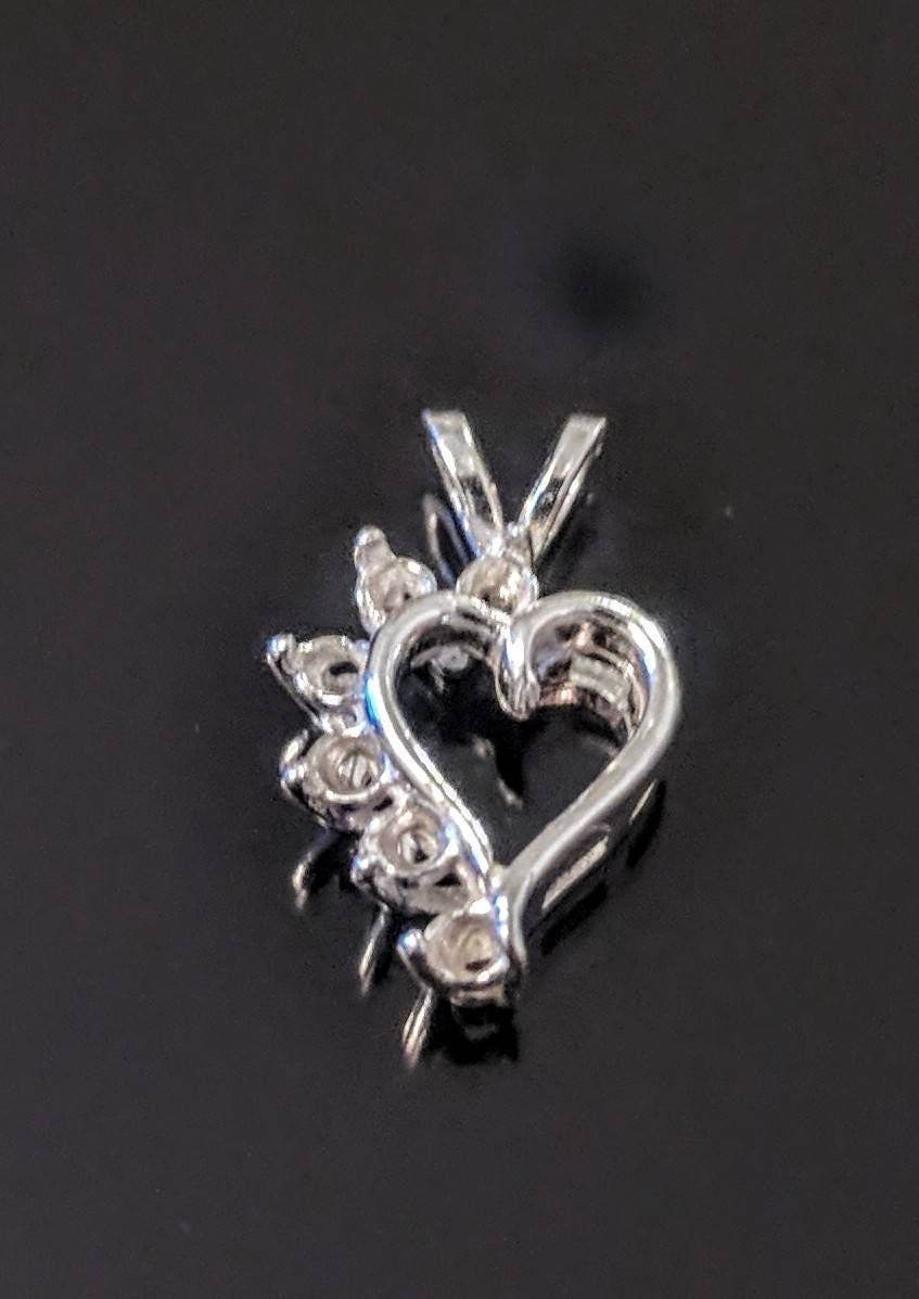 Solid Sterling Silver or 14kt Gold 6 Stone Fancy Heart Pendant Setting - 2mm Round Gemstone Jewelry - Handmade in USA (161 245/141 245) - Perfect for Valentine's Gifts, Anniversary Presents & Romantic Occasions