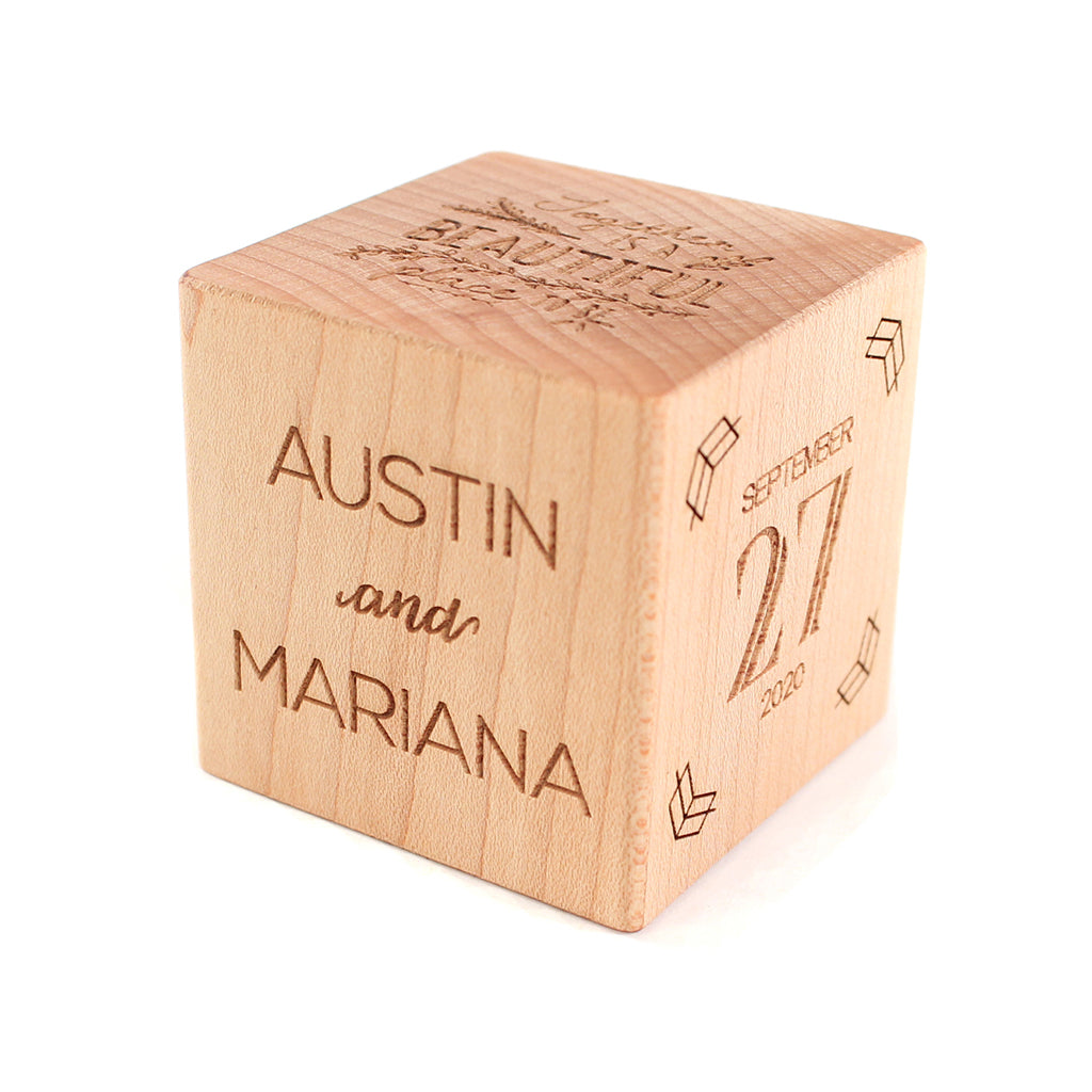 Personalized Wedding Keepsake Block - Custom Engraved Wooden Anniversary Gift for Couples - Perfect for Wedding Decor, Anniversary Celebrations & Romantic Home Decor