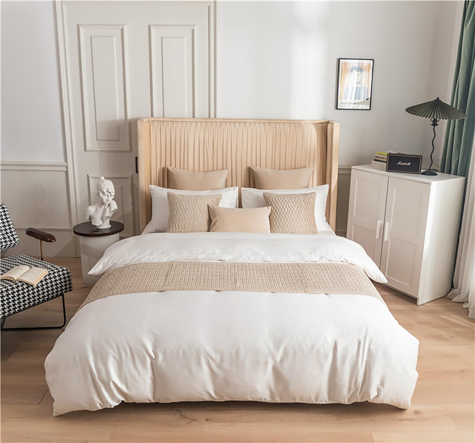 King Size Bed Runner Scarf - Double-Sided Thickened Solid Beige Bed End Protector (45x180cm) for Home & Hotel Decor | Perfect for Bedroom Styling & Mattress Protection