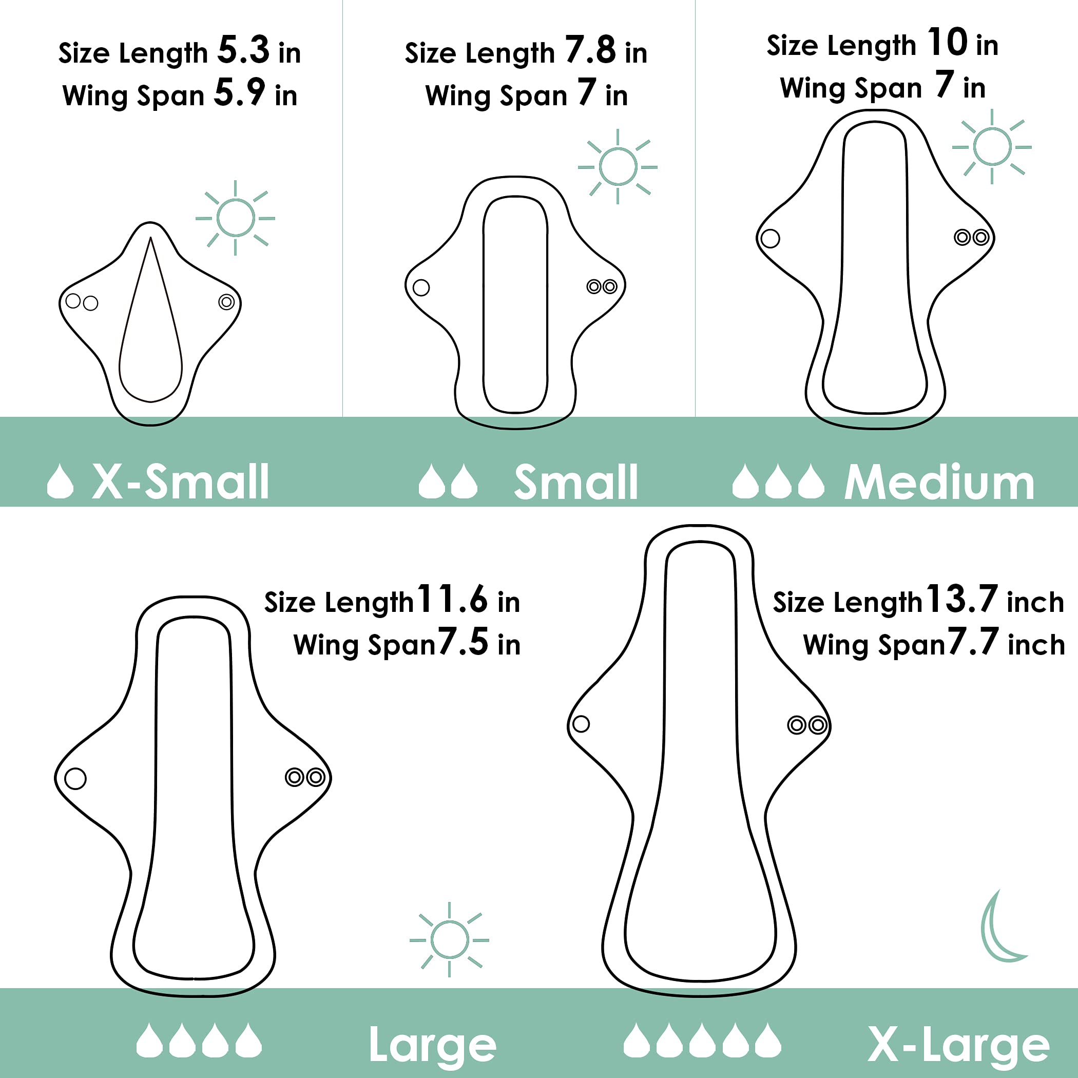 Wegreeco 6 Pack Reusable Menstrual Pads - Ultra Absorbent Cloth Sanitary Pads for Heavy Flow, Teens & Women | Non-Slip Panty Liners with Storage Bag (Aqua, Burgundy, Coffee, Small) | Perfect for Travel, Work & Active Lifestyle