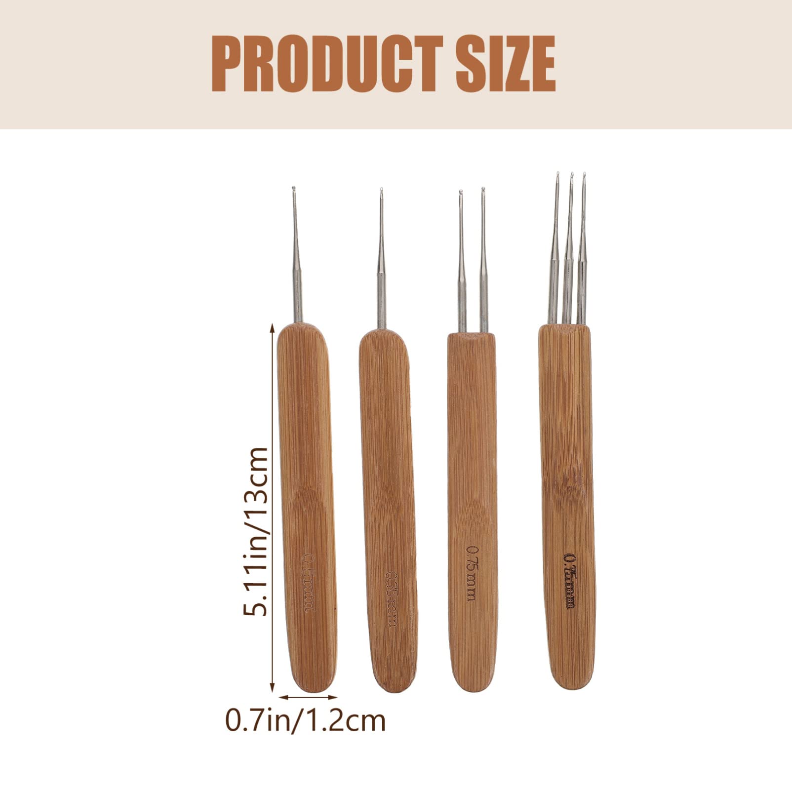 4-Piece Dreadlock Crochet Hook Set - Professional Hair Braiding Tools for Locs, Weaving & Interlocking - Perfect for Salon, DIY Hair Styling & Natural Hair Care (Includes Crochet Needles & Braiding Needles)