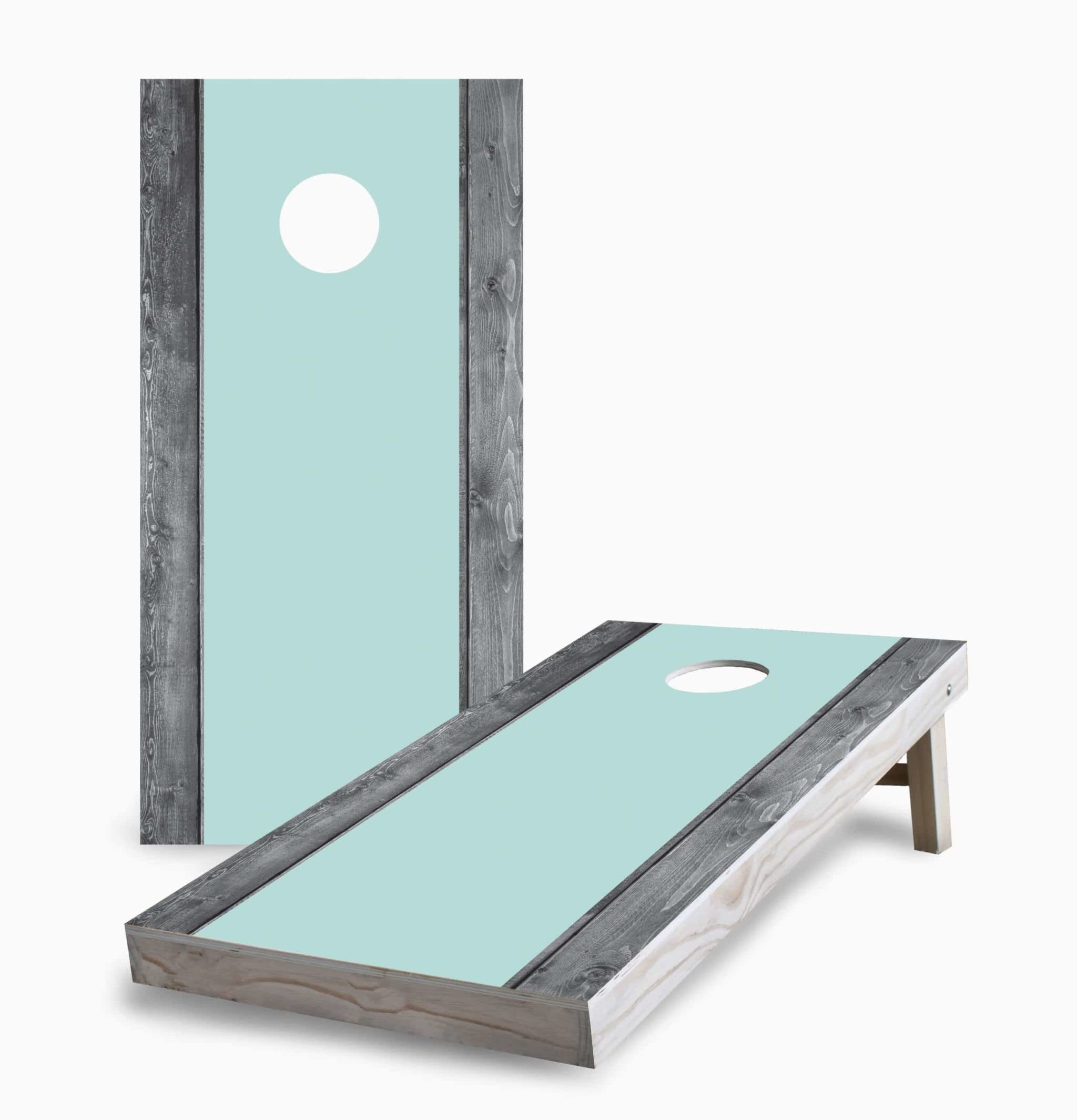 Premium Mint Stripe on Gray Wood Corn Hole Board Game Set - 2 Boards, 8 Bags & Accessories - Outdoor Lawn Games for Backyard Parties, Tailgating & Beach Fun