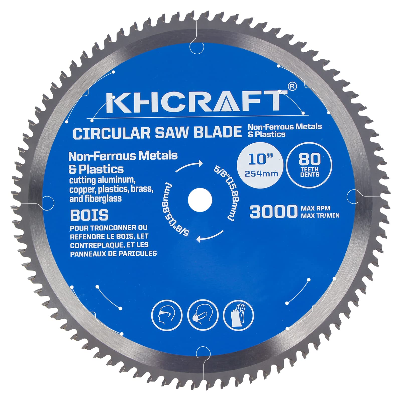 KHCRAFT 10 Inch 80-Tooth Laser-Cut Circular Saw Blade with 1-Inch Arbor - Perfect for Cutting Aluminum & Non-Ferrous Metals - Ideal for Metalworking, DIY Projects & Professional Woodworking
