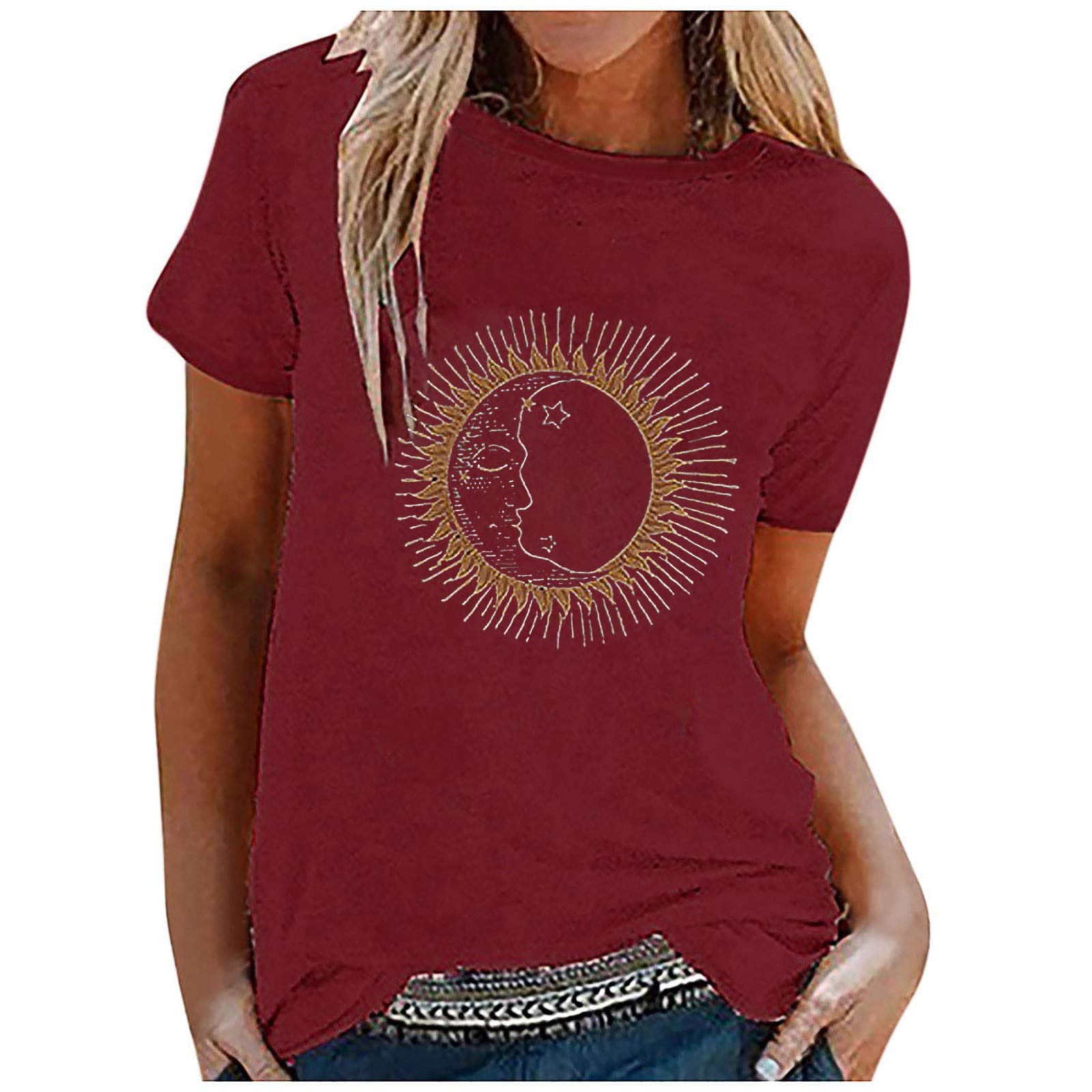 Vibrant Tie-Dye Short Sleeve Women's Blouse - Colorful Printed O-Neck Tops for Casual Wear & Summer Outfits | Perfect for Beach Days, Music Festivals & Boho Fashion Styles