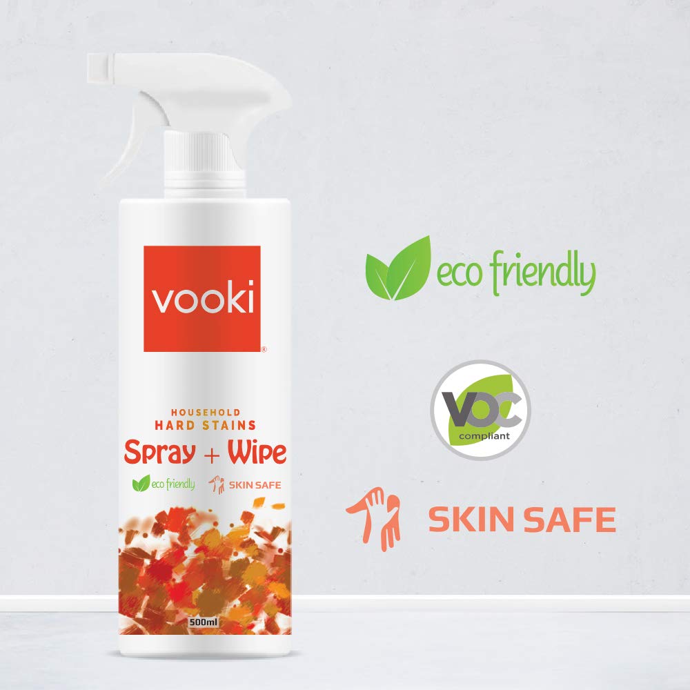 Vooki Eco-Friendly Heavy Duty All Purpose Stain Remover - 500ml Hard Surface Cleaner for Kitchen, Stove, Oil, Grease, Sink, Countertop, Tiles, Walls & Chimney - Non-Toxic Degreaser Spray for Home & Commercial Use - Perfect for Deep Cleaning & Maintenance