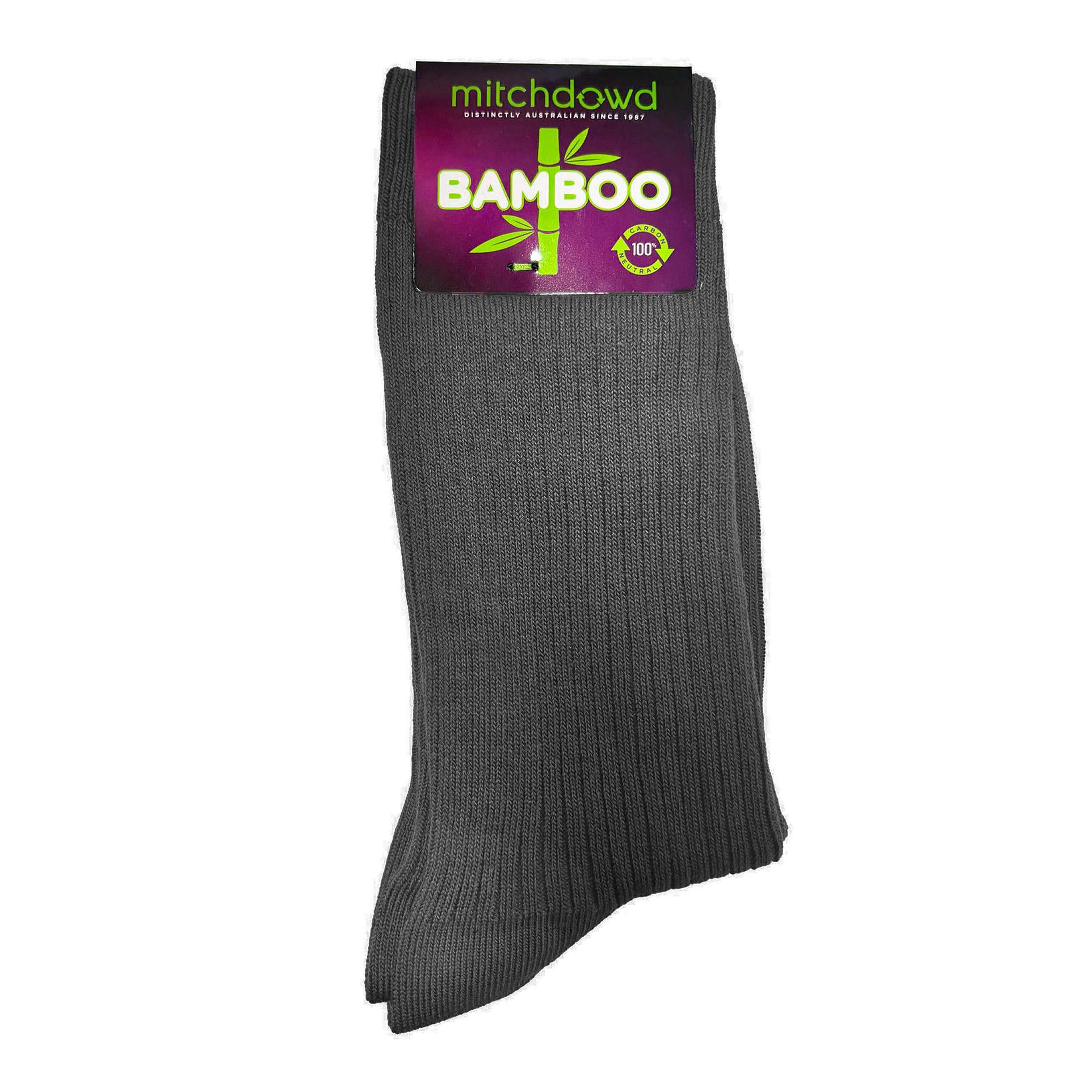 Men's Bamboo Rib Crew Socks - Dark Grey | Soft & Breathable Bamboo Fiber Socks for Everyday Wear, Work & Outdoor Activities
