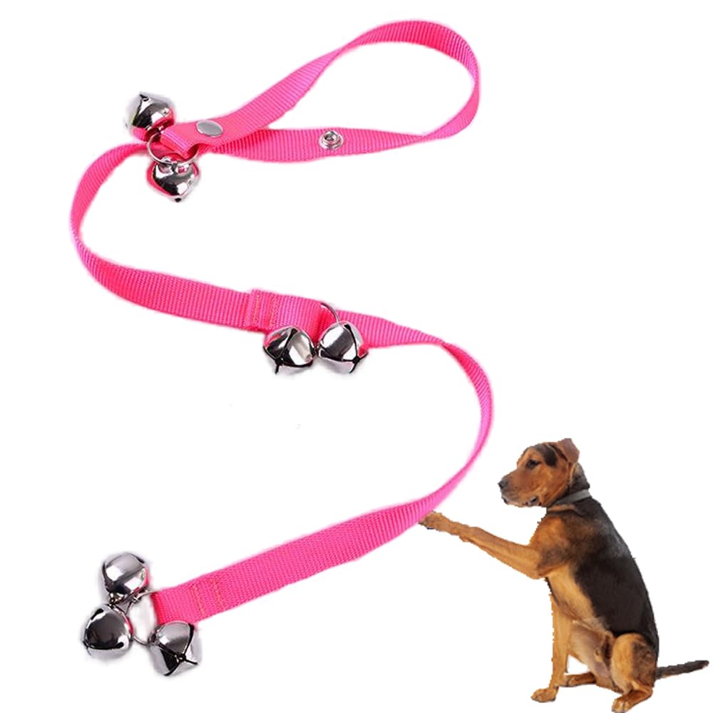 Weimostar Adjustable Dog Door Bell - 7 Extra Loud Bells for XS to Large Dogs, Hot Pink Puppy Training Bell for Potty & Outdoor Use - Perfect for Housebreaking & Pet Communication