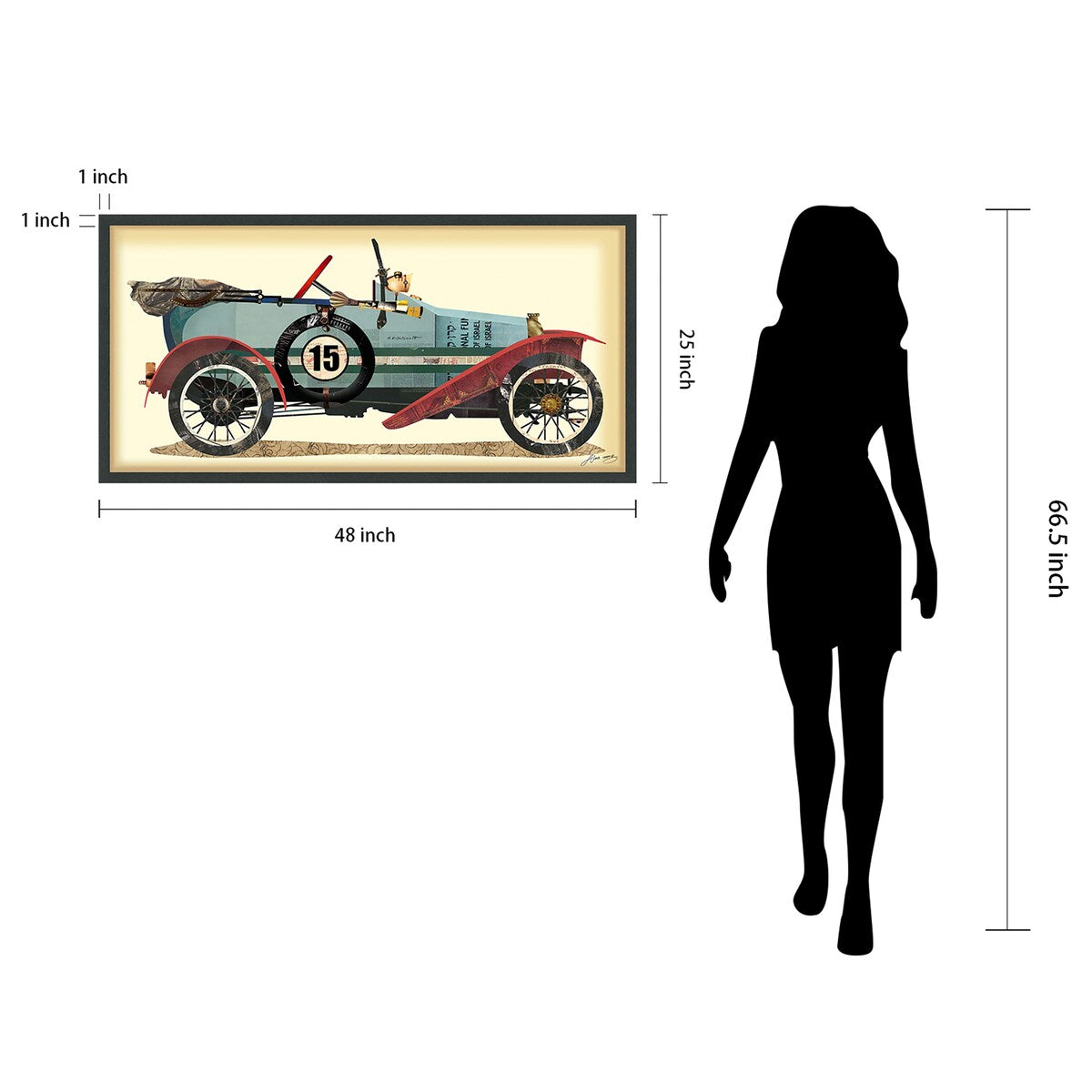 Vintage Antique Automobile 1D Collage Framed Wall Art - Classic Car Decor for Home, Office & Man Cave | Glass-Protected Graphic Art Print
