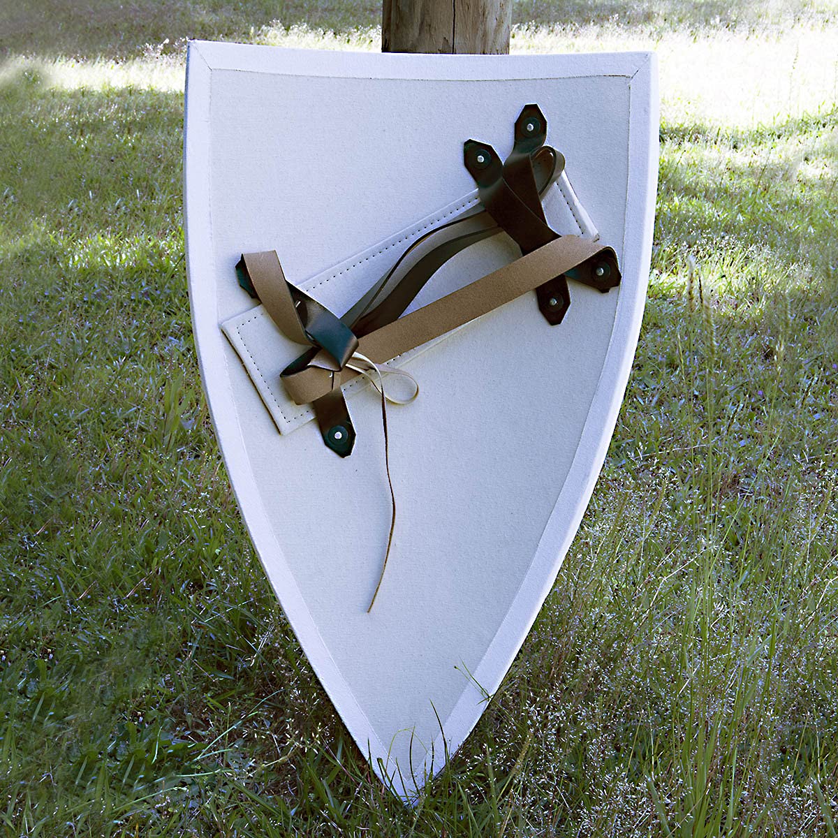 Crusader Medieval Wooden Padded Shield - White Knight Battle Replica for LARP, Cosplay & Home Decor