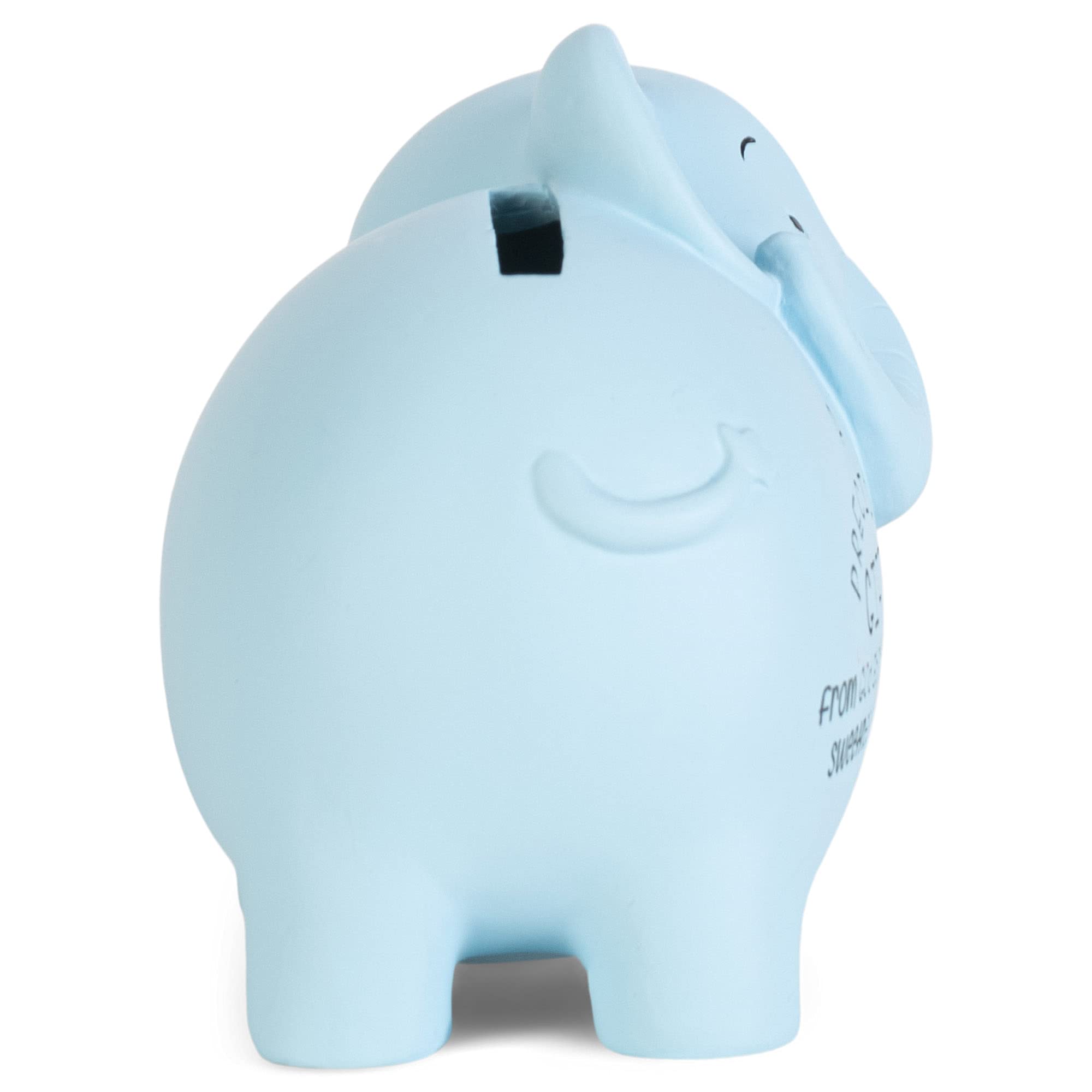 Soft Blue Friendly Elephant 4 Inch Resin Piggy Bank - Cute Money Saving Coin Bank for Kids Room Decor, Birthday Gifts & Home Savings Jar