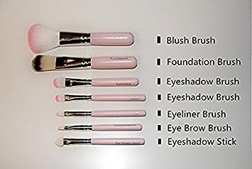 ZemGlam 7-Piece Soft Makeup Brush Set with Hello Kitty Print Storage Box - Anti-Microbial Foam Brushes for Foundation, Blush, Eyeshadow (Pink & Black) | Perfect for Travel & Professional Makeup Artists