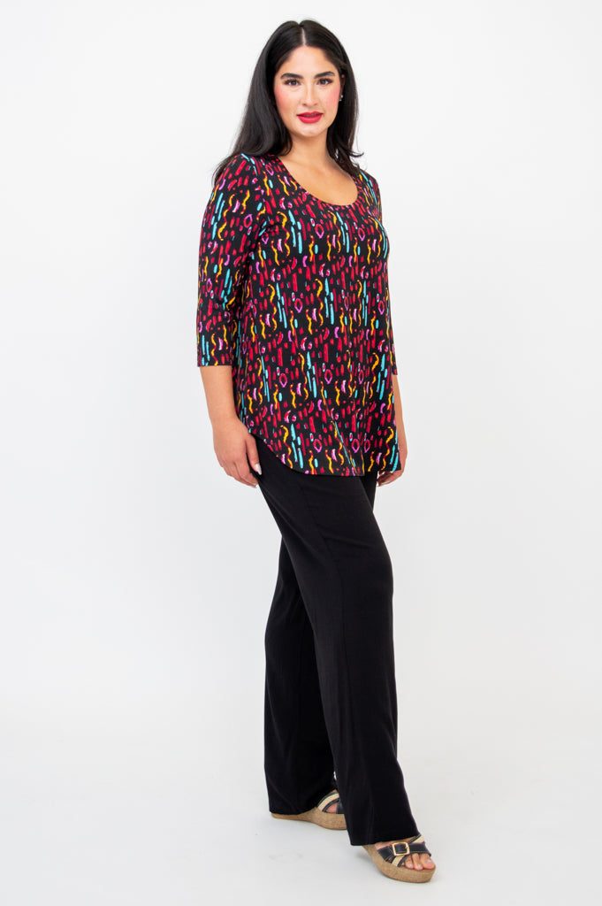 Jazz 3/4 Sleeve Top for Women - Soft Bamboo Fabric Conga Dance Shirt - Perfect for Latin Dance, Salsa, and Performance Wear