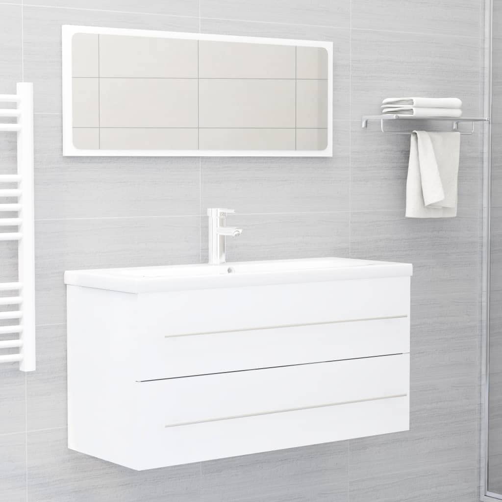 Waterproof Bathroom Storage Cabinet with Mirror - White Chipboard Vanity Organizer for Sink, Basin & Bathroom Essentials | Perfect for Small Bathrooms, Apartments & Modern Home Decor