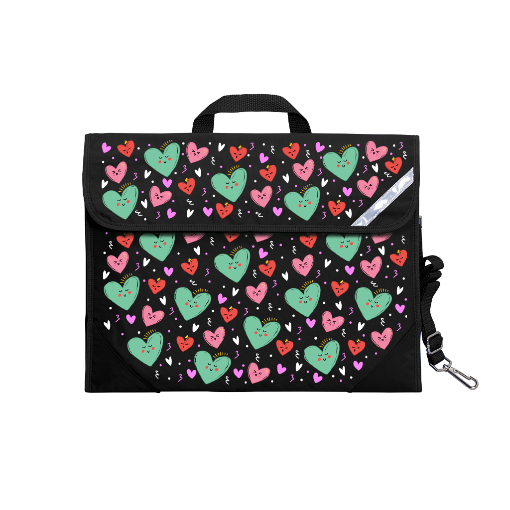 Sweet Hearts Safety Library Bags for Kids - Durable Book Bags with Reinforced Handles for School, Travel & Daily Use - Perfect for Carrying Books, Toys & Essentials