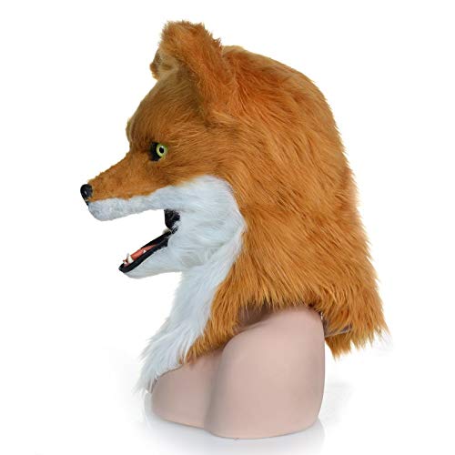 SHENGUS Halloween Fox Mask - Scary Two-Tone Animal Costume Mask for Halloween Party, Cosplay & Costume Events - Perfect for Trick or Treating, Haunted Houses & Themed Parties