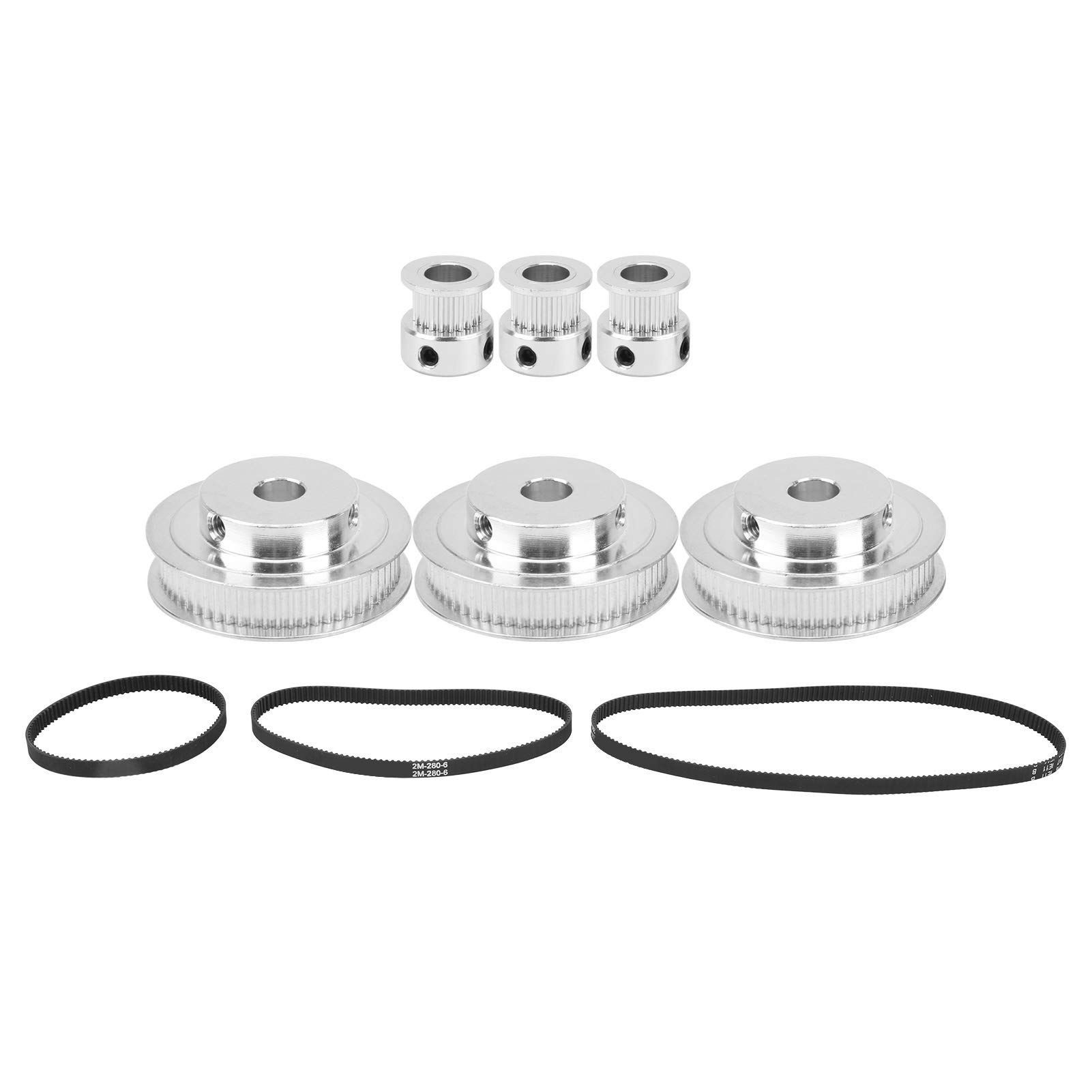 3PCS Aluminum Timing Belt Pulley Set - 20T & 60T Synchronous Wheels with 8mm Bore, Compatible with 2GT 200mm/280mm/400mm Timing Belts - Perfect for 3D Printers, CNC Machines & Industrial Automation Equipment