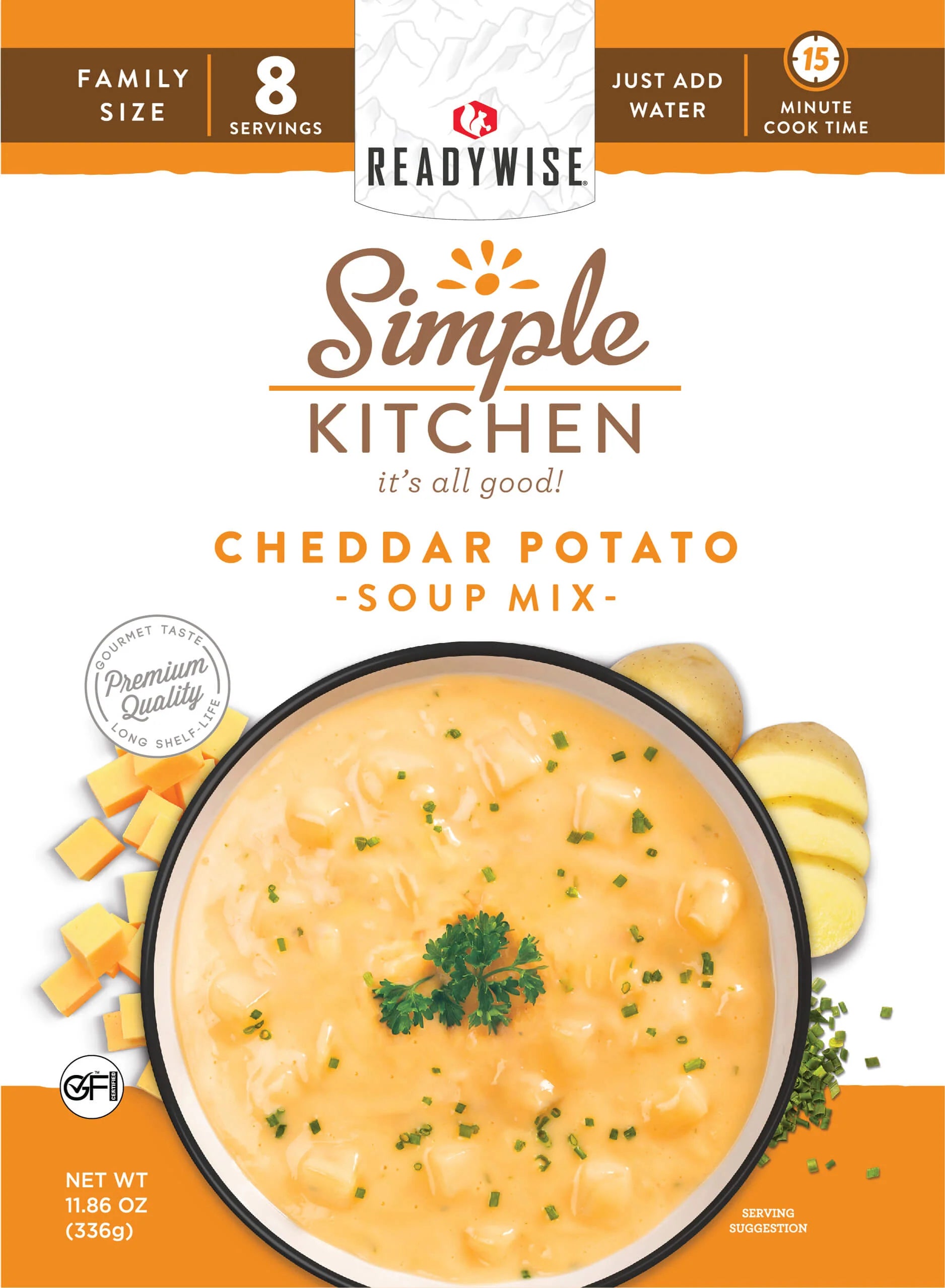 ReadyWise 6 Pack Cheddar Potato Soup Mix - 8 Servings per Pack, Easy to Prepare, Long Shelf Life - Perfect for Camping, Emergency Food Storage & Quick Meals