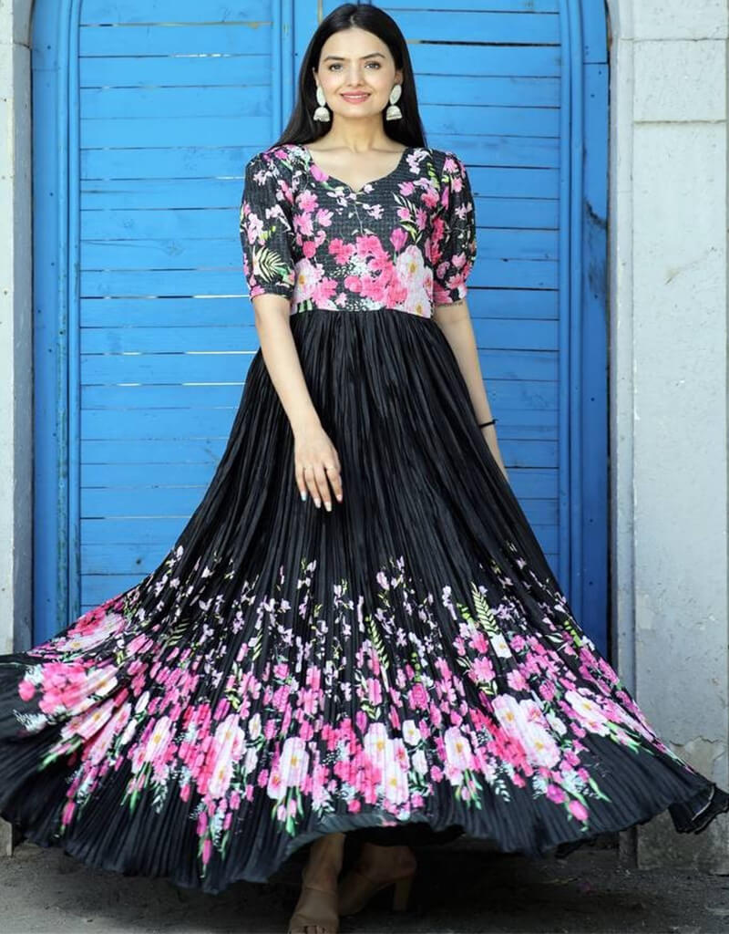 Black Designer Functional Wear Heavy Ready-Made Gown for Evening Parties, Weddings & Special Occasions