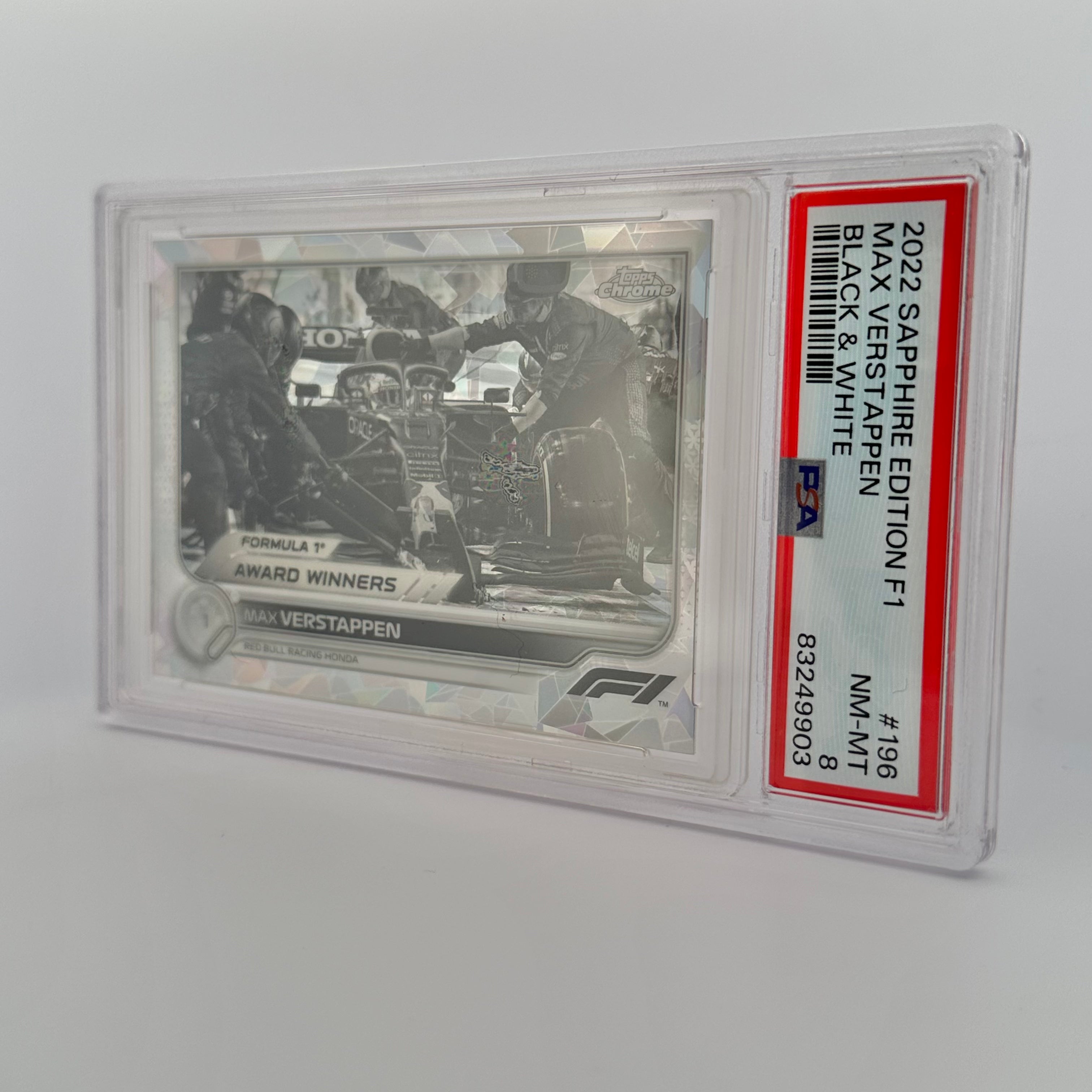 PSA 8 Graded 2006 Max Verstappen #196 Sapphire Edition Black & White Rookie Card - Perfect for F1 Collectors and Racing Memorabilia Displays