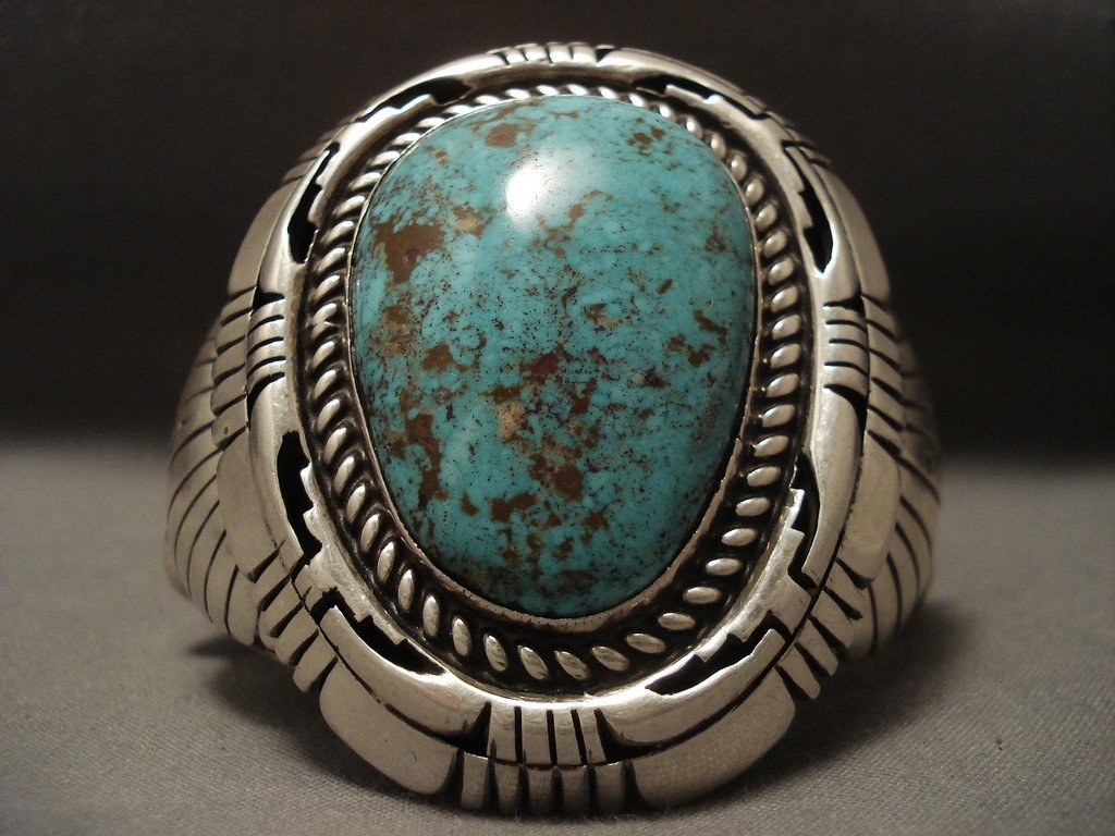 Authentic 148g Heavy Old Ivanhoe Turquoise Native American Silver Bracelet - Handcrafted Southwest Jewelry for Women, Boho Fashion & Gift Giving
