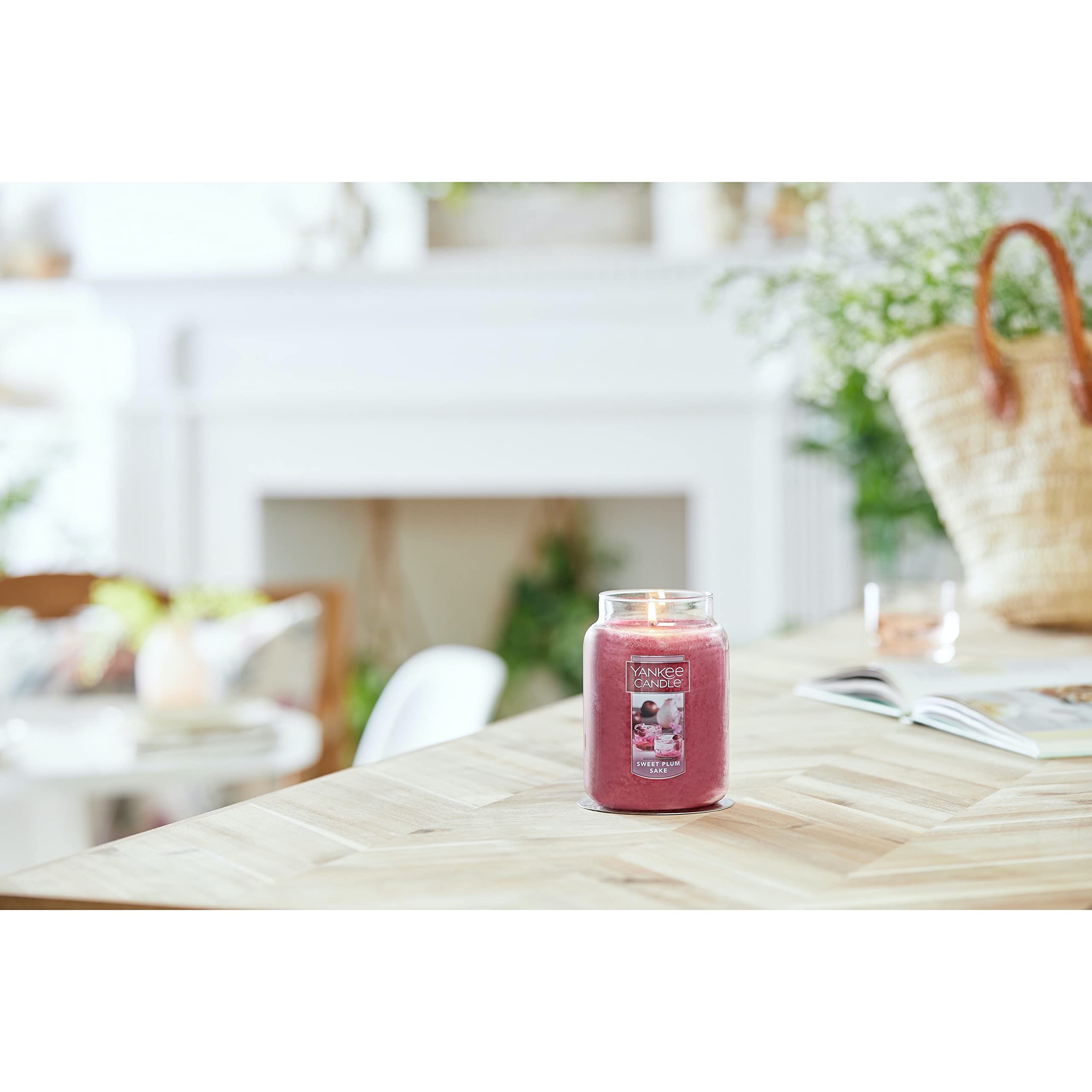 Yankee Candle Sweet Plum Sake Large Jar Candle - 14.5oz Scented Candle for Home, Office & Gifts | Long-Lasting Fragrance for Relaxation & Aromatherapy