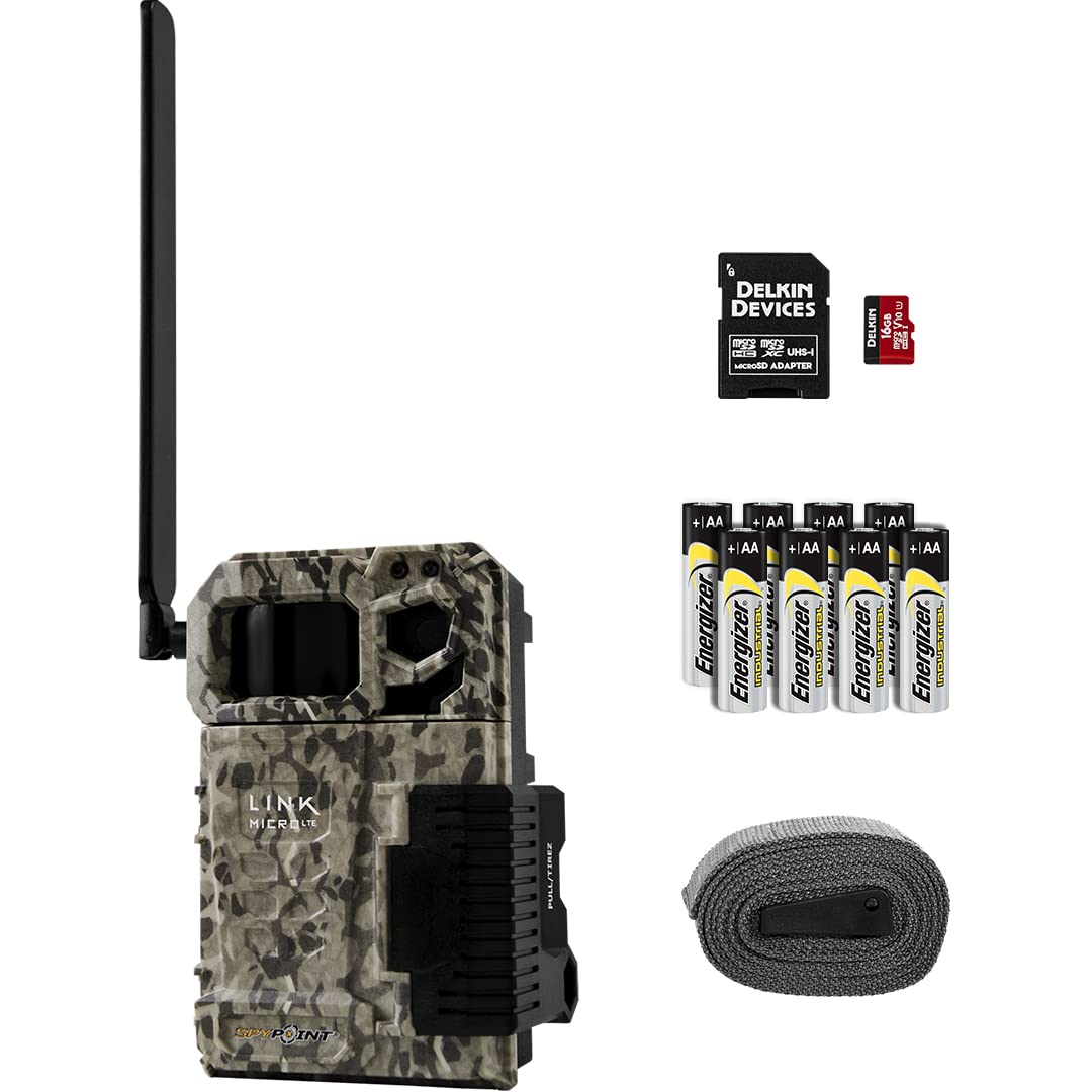 SPYPOINT Link-Micro-LTE Premium Cellular Trail Camera with 8 AA Batteries & 32GB MicroSD Card - Motion Activated Hunting Camera with Mobile App for Remote Monitoring | Ideal for Deer Hunting, Wildlife Observation & Outdoor Security in USA