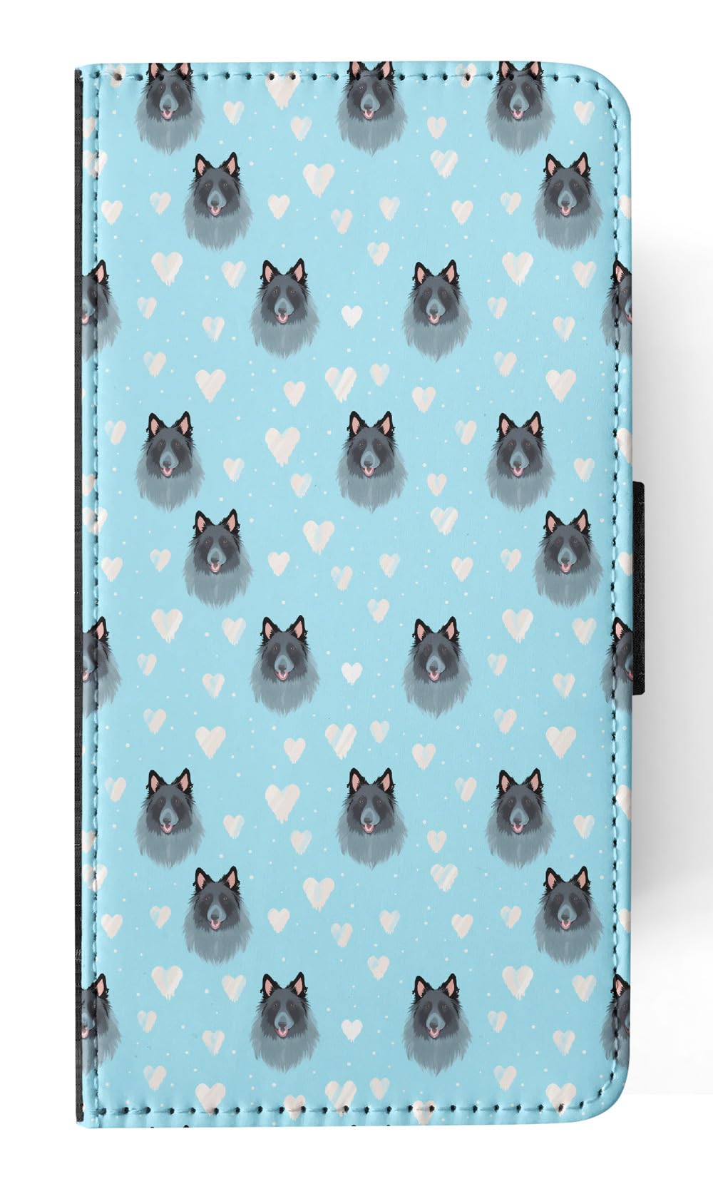 Stylish Belgian Sheepdog Puppy Faux Leather Flip Wallet Case for Apple iPhone 15 Plus - Perfect for Dog Lovers & Everyday Use