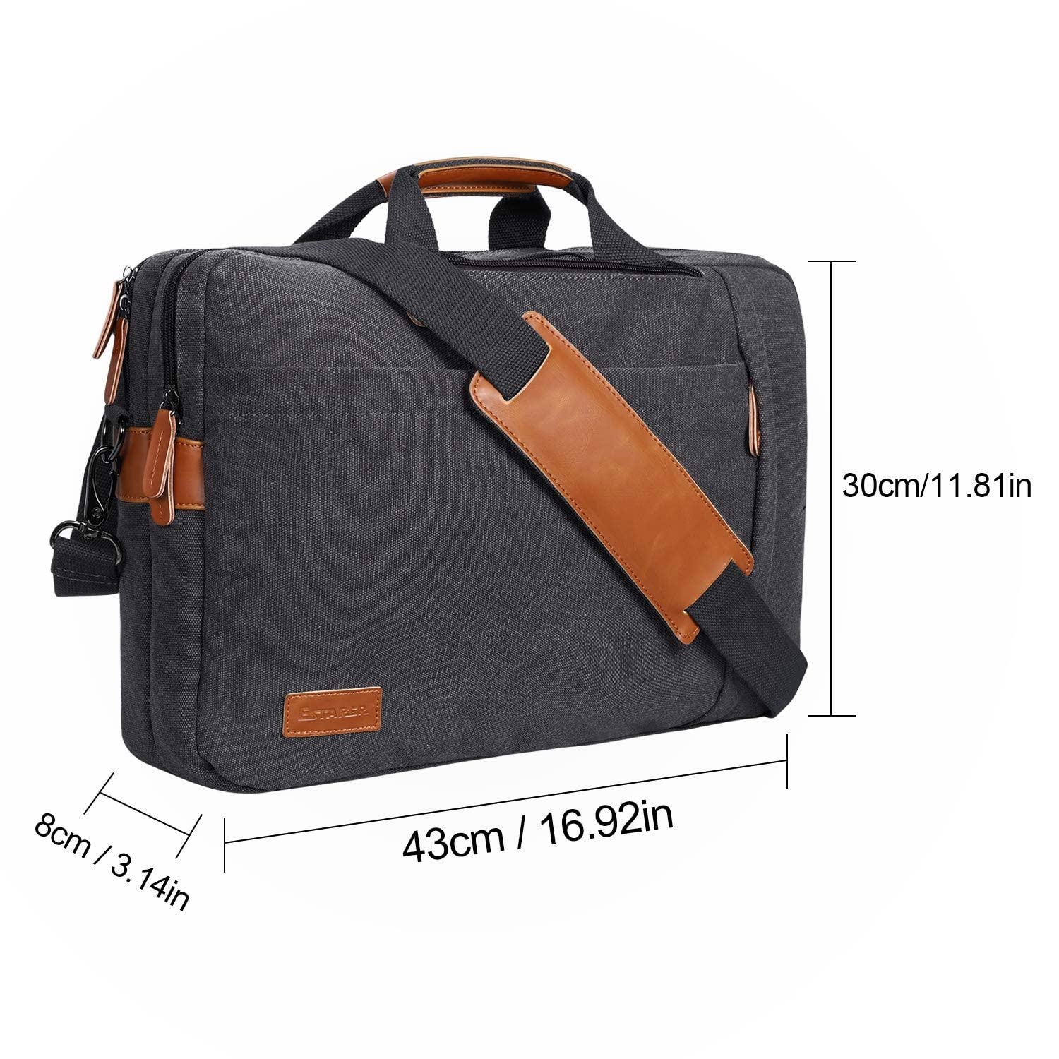 ESTARER 17-17.3 Inch Waterproof Laptop Messenger Bag - 3-in-1 Convertible Backpack for Business, Travel & School - Fits 17.3 Inch Notebooks & Accessories