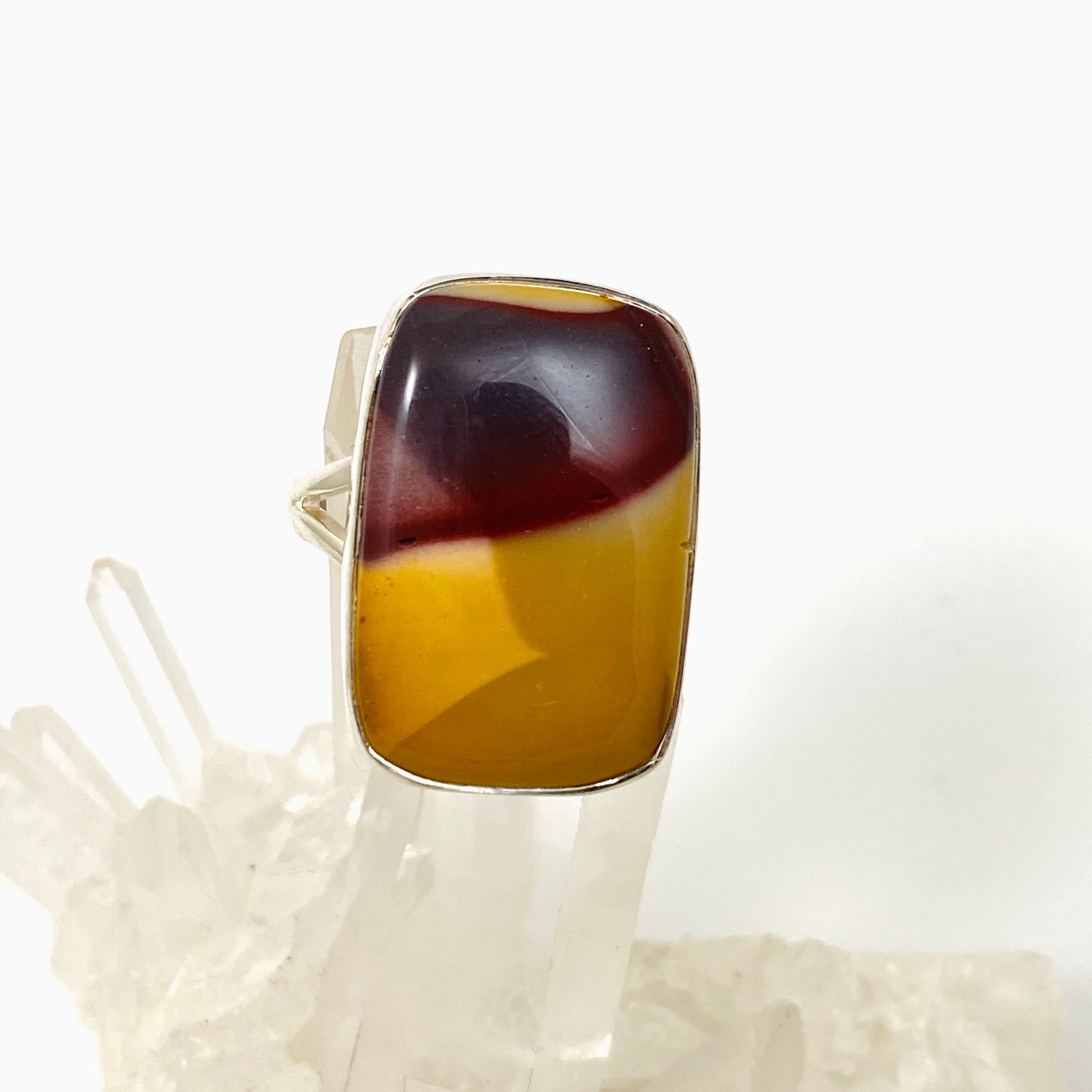 Natural Mookaite Rectangular Cabochon Ring - Size 9 - KRGJ3385 - Perfect for Boho Jewelry & Crystal Healing Collections