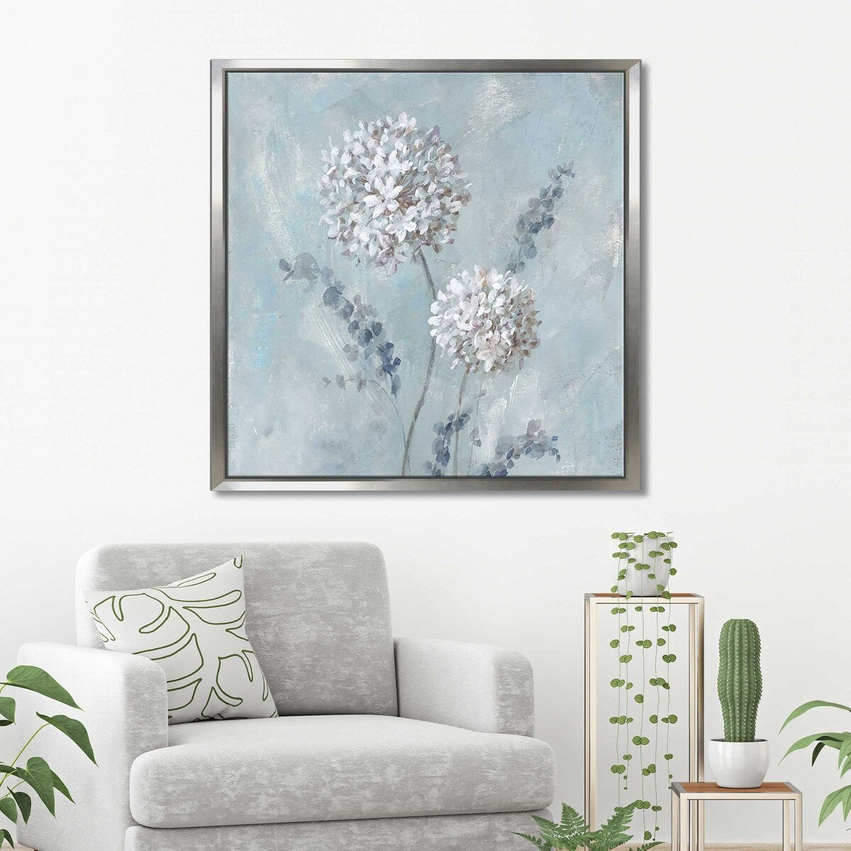 Airy Blooms II Floating Canvas Wall Art - Modern Floral Print for Living Room, Bedroom & Office Decor