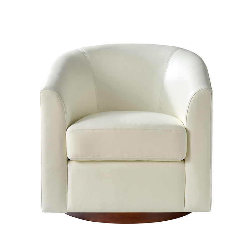 360 Degree Swivel Barrel Faux Leather Chair - Modern Accent Chair for Living Room, Office & Lounge - Comfortable PU Leather Recliner with Smooth Rotation