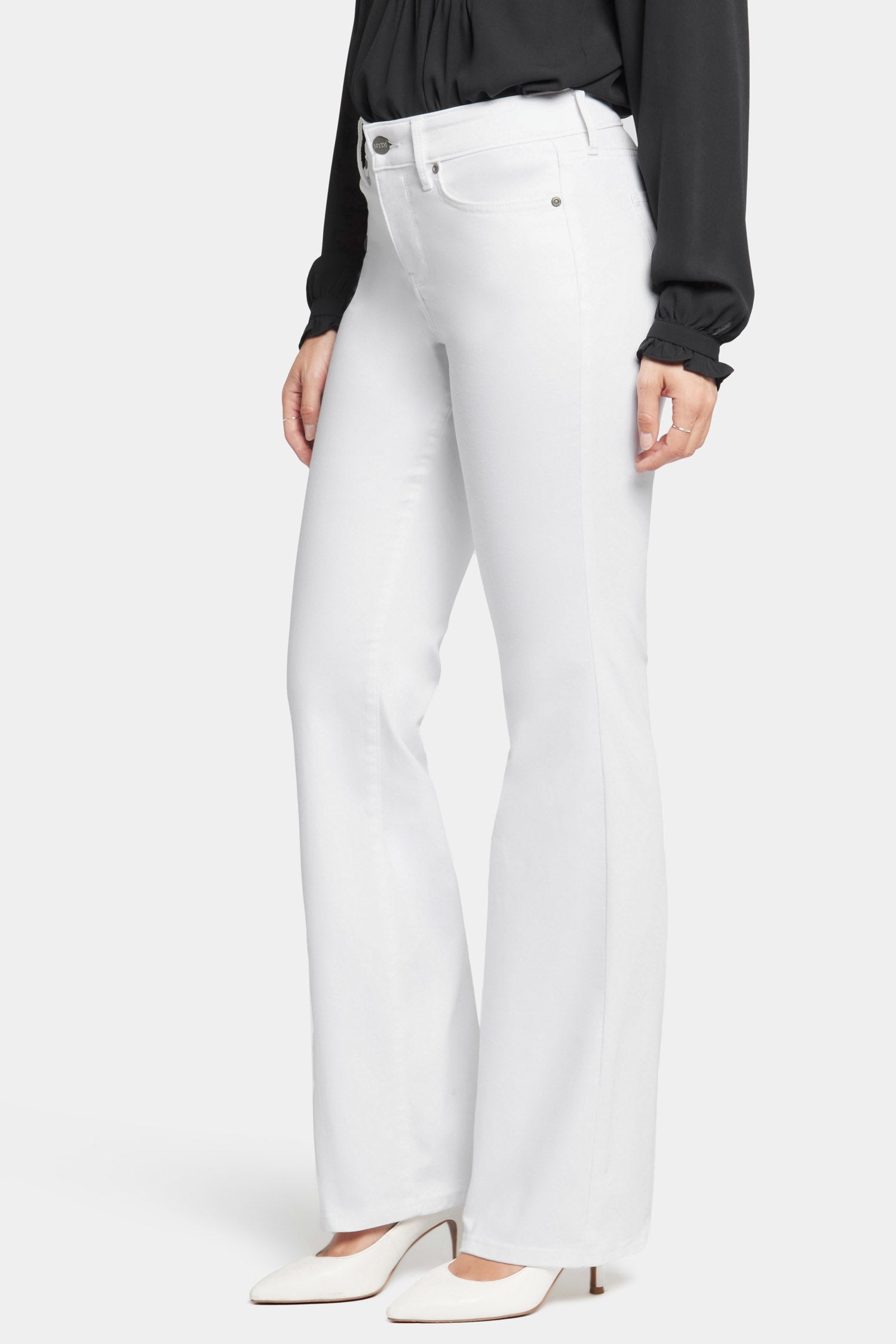 Blake Slim Flared Jeans for Women - High Waist Stretch Denim Pants in Optic White | Casual & Party Wear