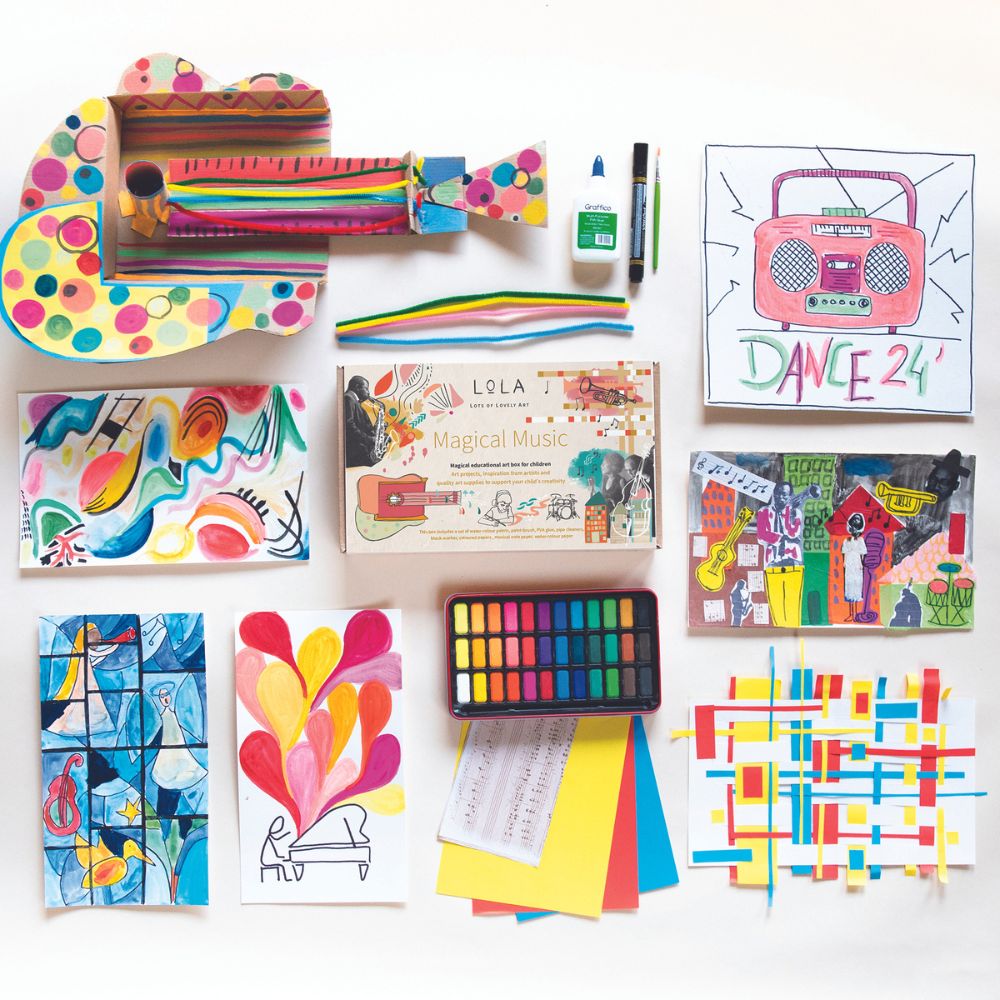 LoLA Magical Music Children's Art Box - Creative DIY Craft Kit for Kids, Musical Drawing & Painting Set - Perfect for Birthday Gifts, Classroom Activities & Family Bonding Time