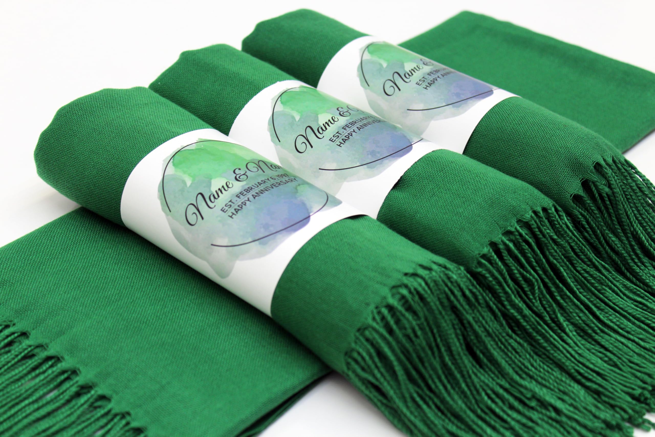 25 Pcs Premium Pashmina Shawls for Women - Soft Personalized Scarves, Elegant Evening Dress Shawls, Wedding Favors for Guests, Bridal Shawls & Bridesmaid Gifts (Green) - Perfect for Weddings, Parties & Special Occasions