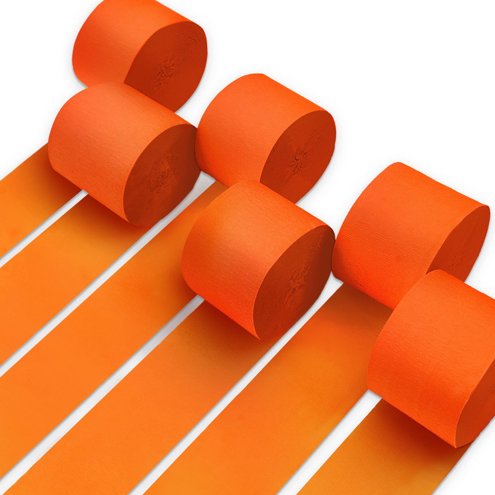 PartyWoo Crepe Paper Streamers - 6 Rolls (492ft Total) Orange Decorative Streamers for Birthday, Wedding & Party Decorations | DIY Backdrop, Photo Booth & Ceiling Decor (1.8