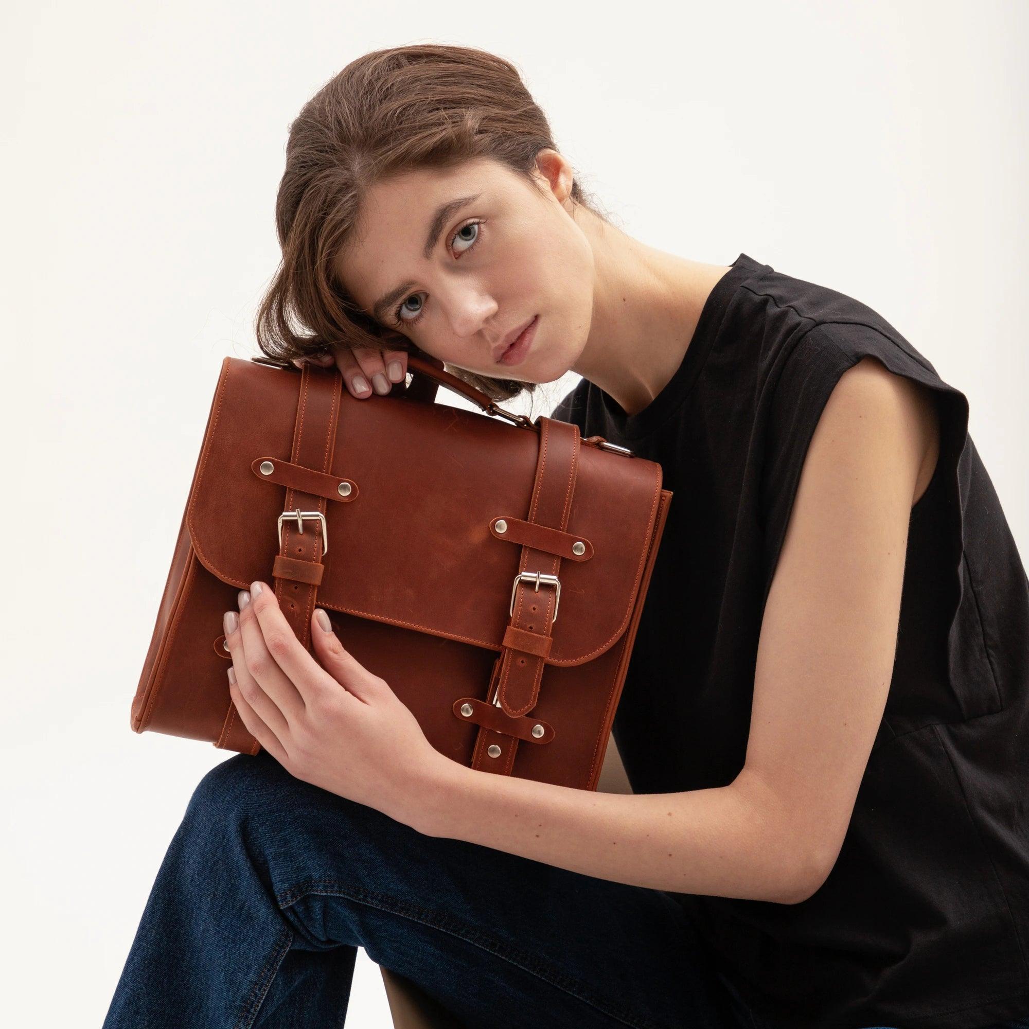 Professional Lora Leather Briefcase Bag for Men & Women - Stylish & Durable Office Work Bag - Perfect for Business Meetings, Commuting & Travel