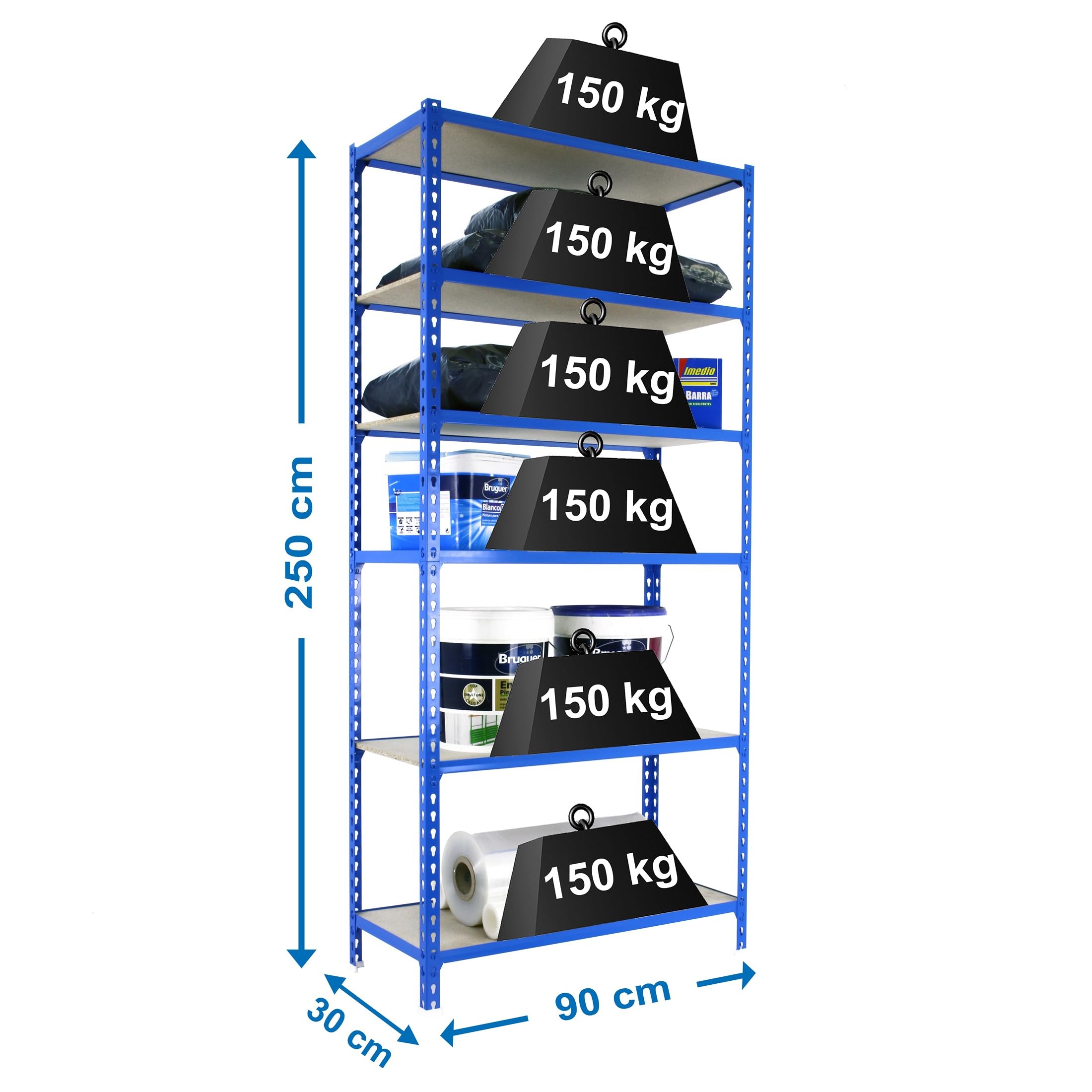 Heavy Duty Metal Storage Shelf with Wood Tray - 98.4