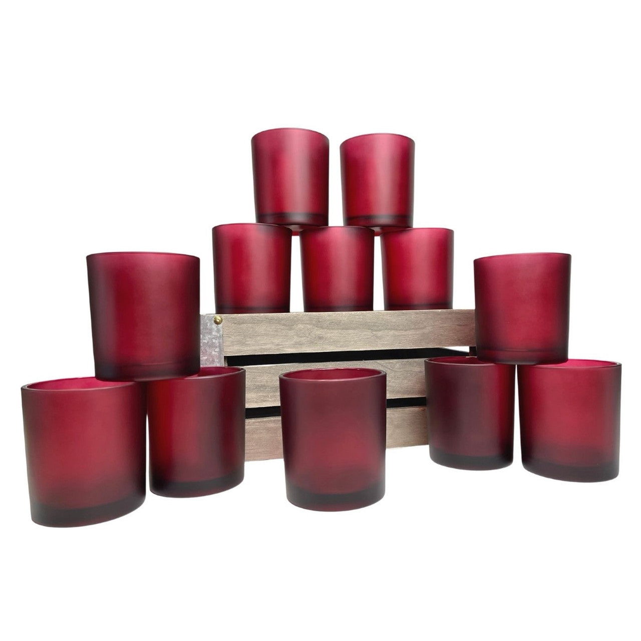 10 Pack Red Frosted Glass Votive Tealight Candle Holders - Valentine's Day, Christmas, Wedding Decorations - Elegant Glass Candlesticks for Parties, Bridal Showers & Baby Showers - Perfect for Romantic Dinners, Holiday Centerpieces and Special Events